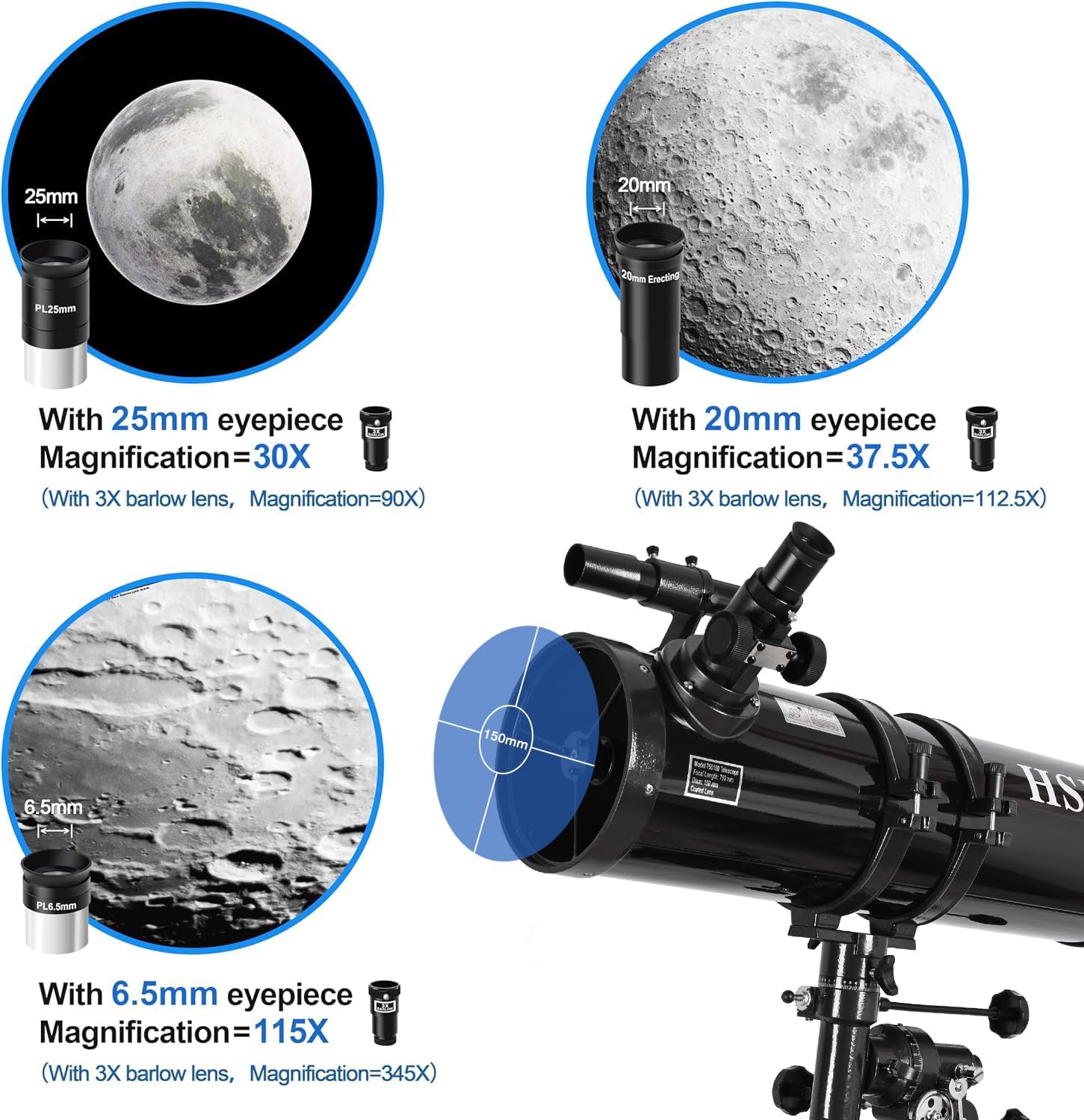 HSL 150EQ Reflector Telescope for Adults