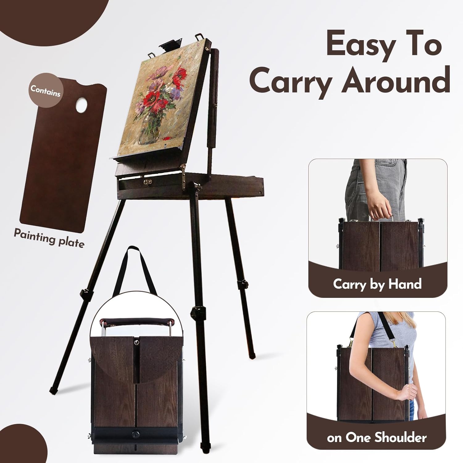 CONDA 70 Inch French Easel with Aluminum Legs and Drawer