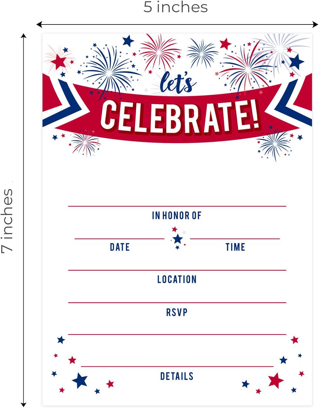 Canopy Street Patriotic Party Invitations 25 Red White Blue Invites