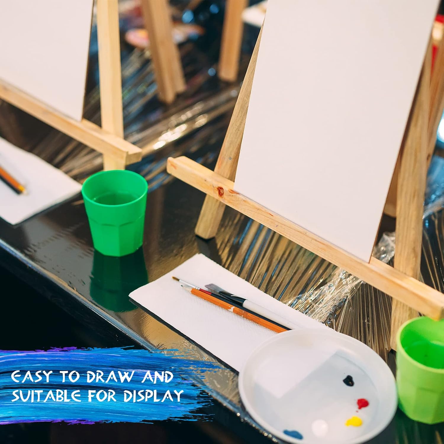 BBTO 30 Pack Tall Wood Easels for Painting Display