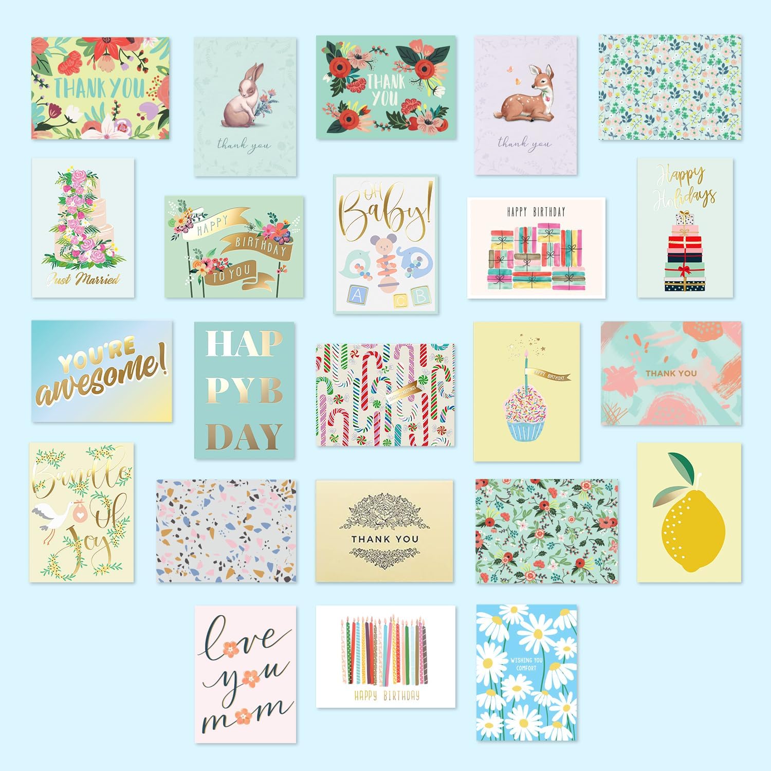 Sweetzer Orange 100 Card Envelope Set - Greeting Cards Assortment