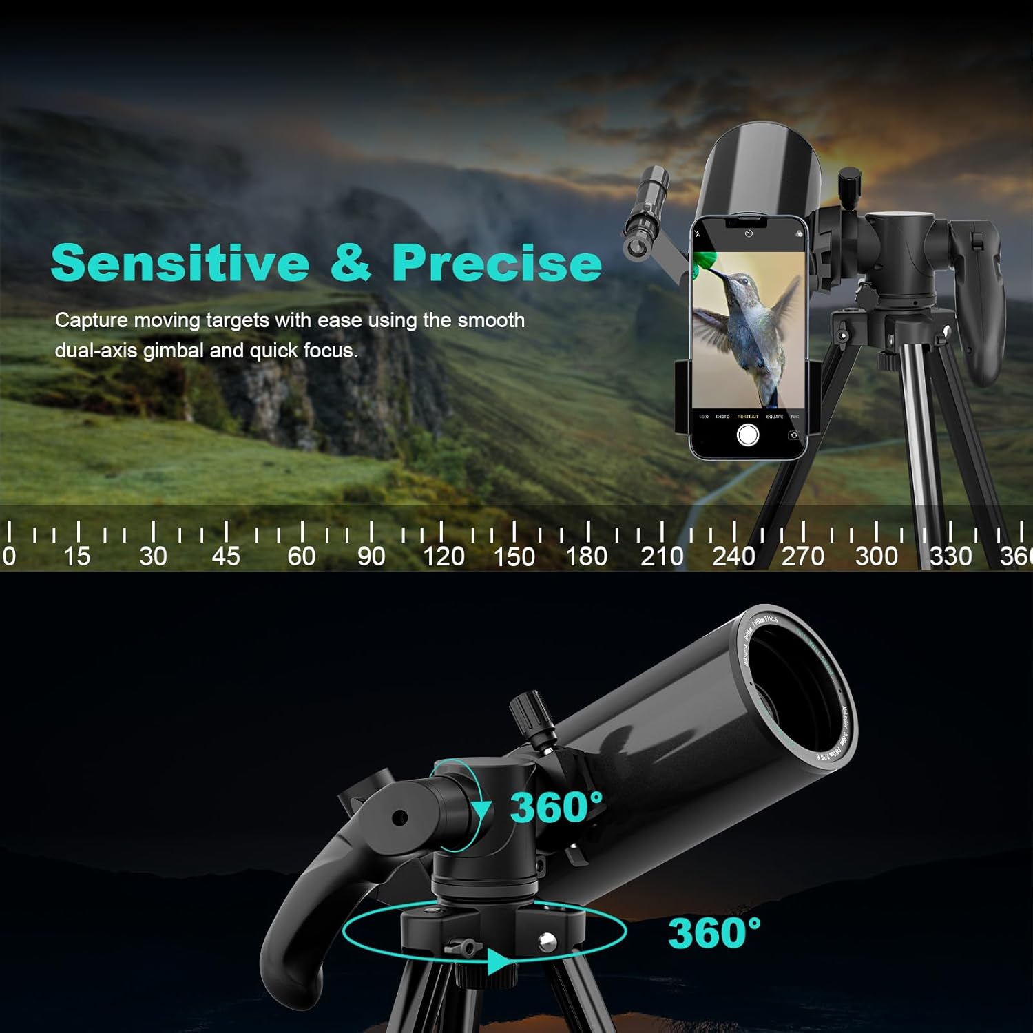 HOROX Maksutov-Cassegrain Telescope 80mm 850mm Portable Travel Scope