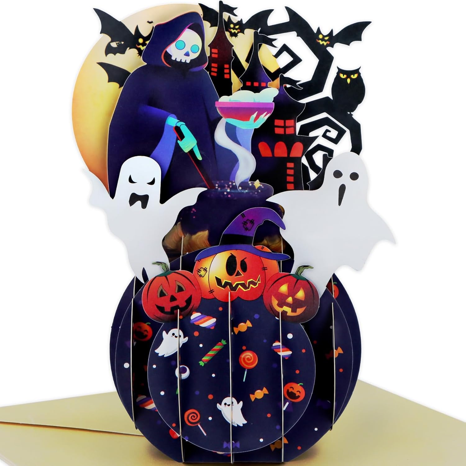 FaCraft Halloween Pop Up Cards 3D Handmade Greeting Cards with Envelope and Seals