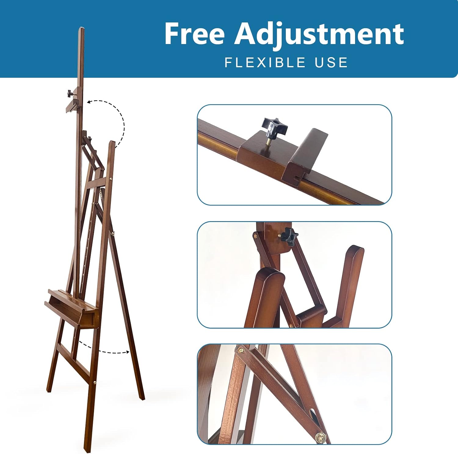 Somime Large A-Frame Studio Easel with Brush Storage