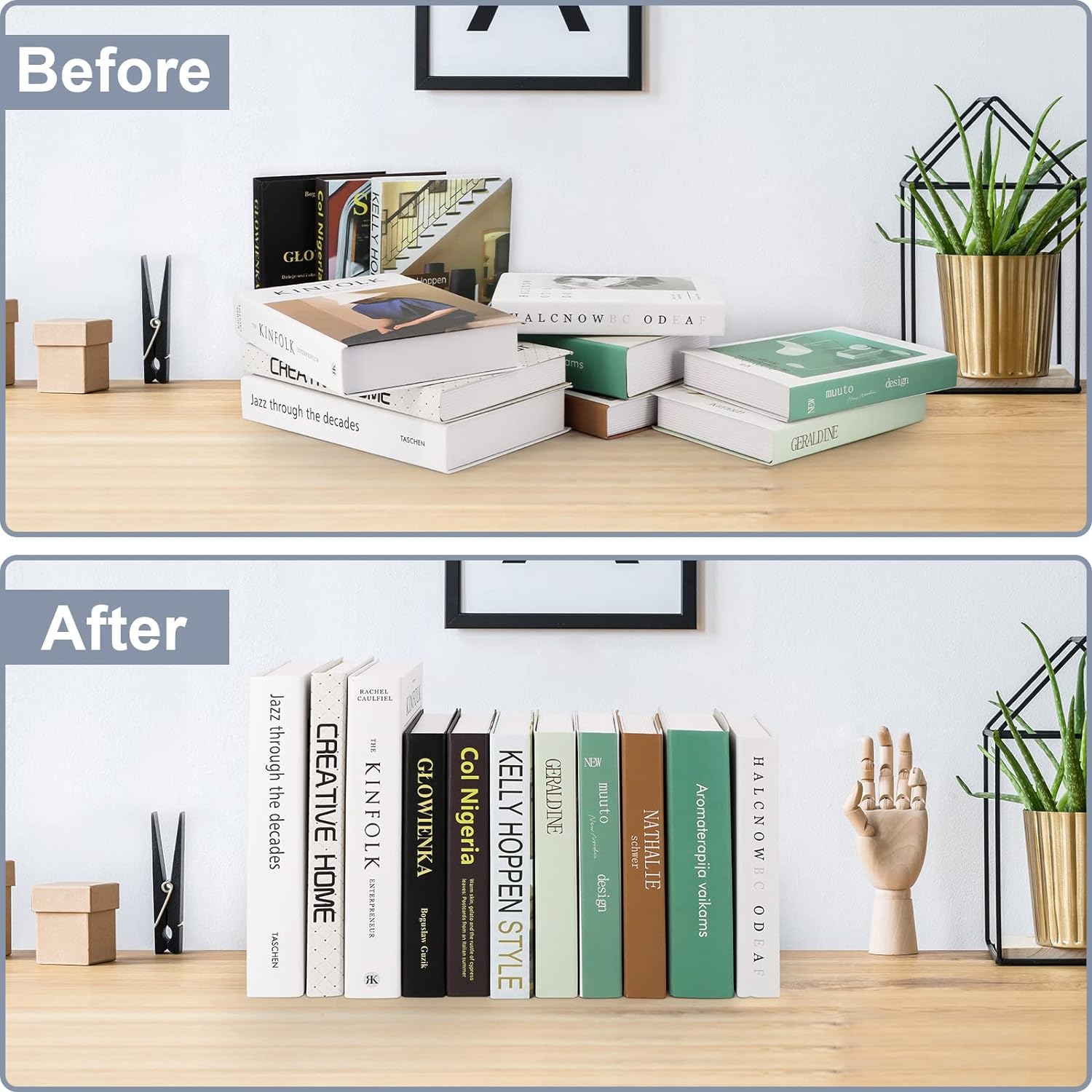 VFINE Clear Acrylic Bookends 4 Piece Set