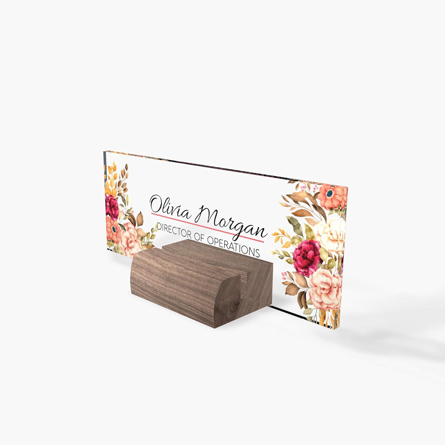 Custom Office Name Plate with 3D Flowers Design