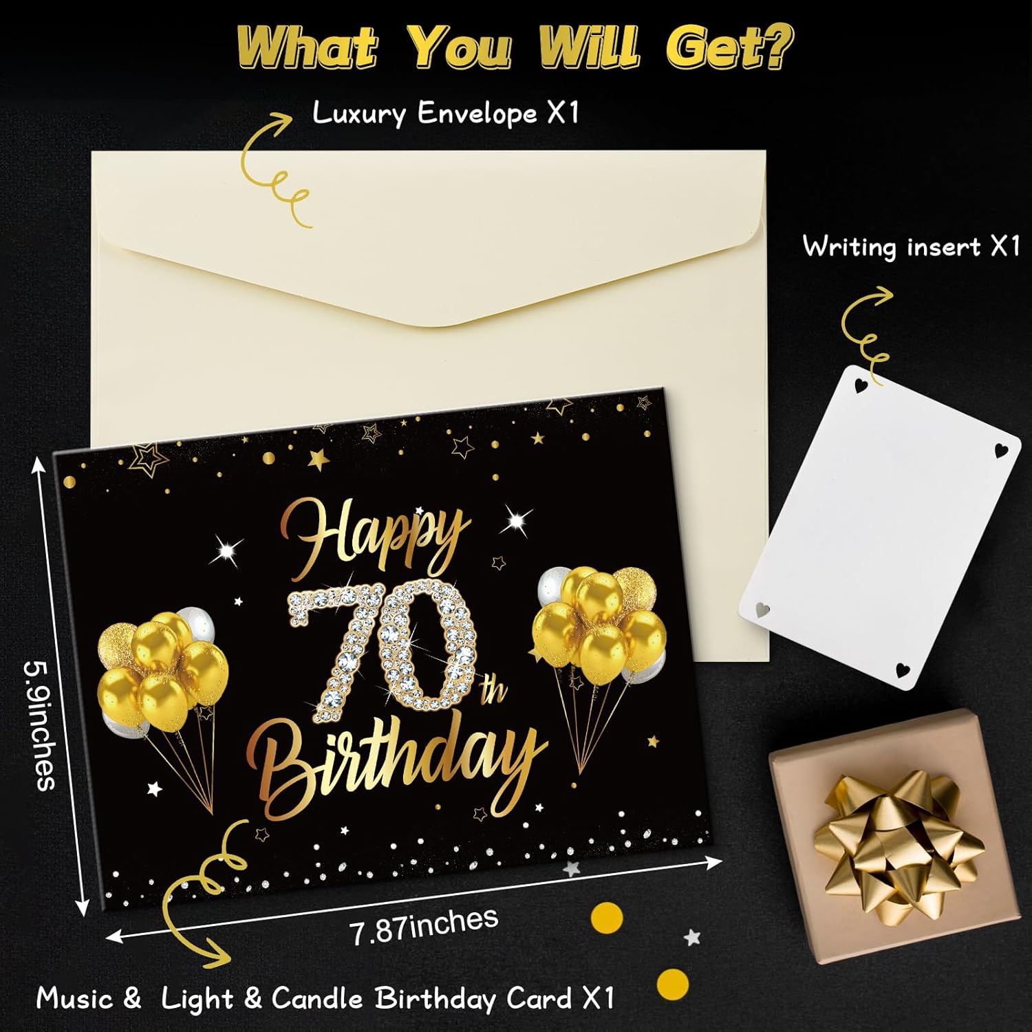 70th Birthday 3D Pop Up Cake Card with Fireworks and Music