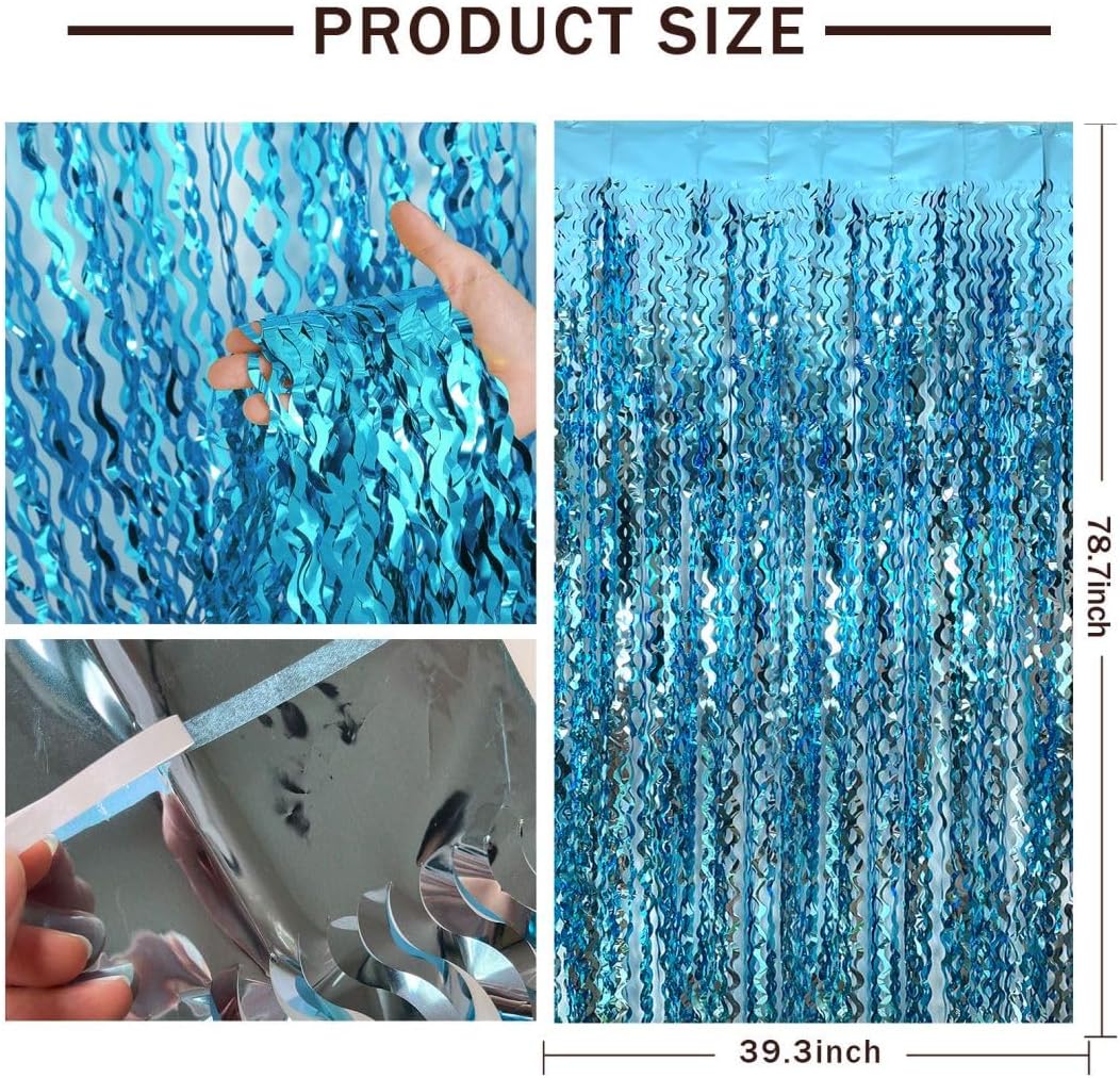 Blue Foil Fringe Curtain Party Backdrop