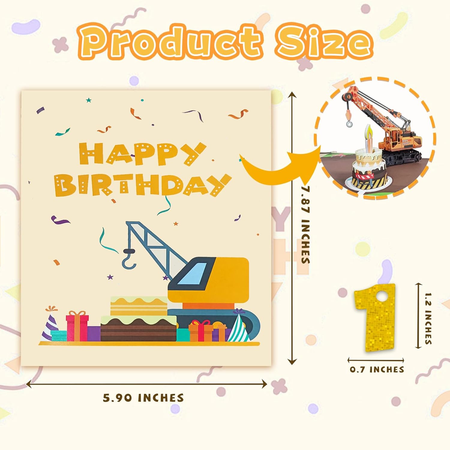3D Birthday Pop Up Card with Music and Light for Boy Toddler