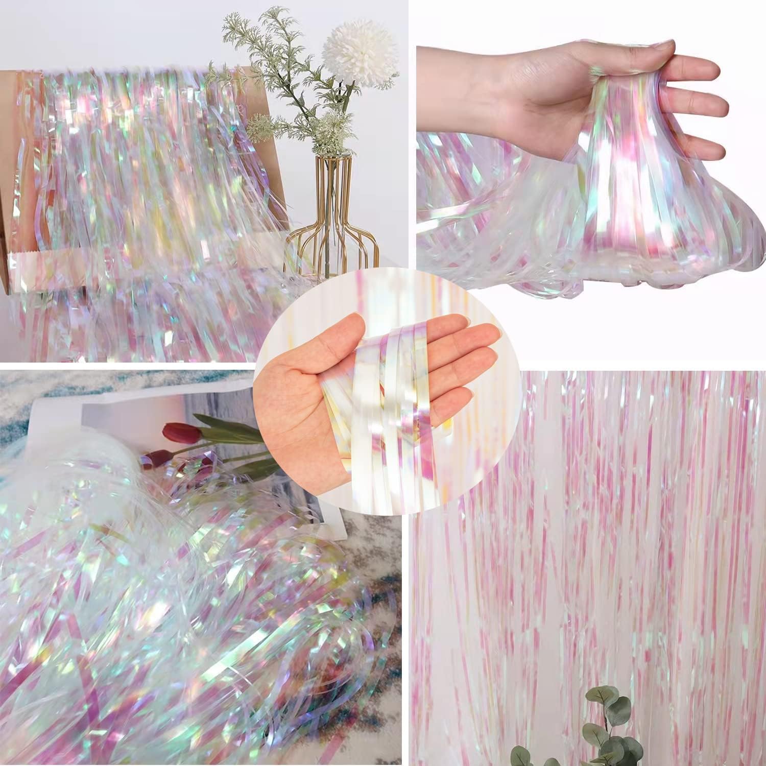 Braveshine Iridescent Foil Fringe Backdrops 2 Pack