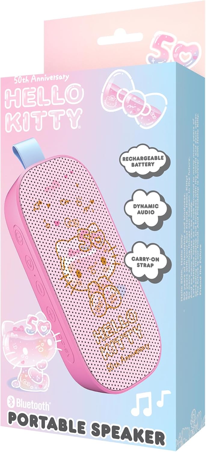 Hello Kitty 50th Anniversary Bluetooth Speaker Portable Rechargeable Cute Design