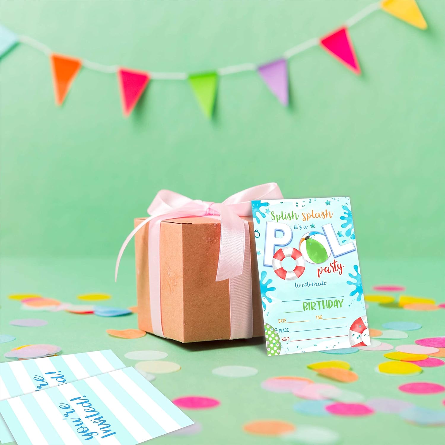 Pool Party Birthday Invite Cards 20 Count With Envelopes