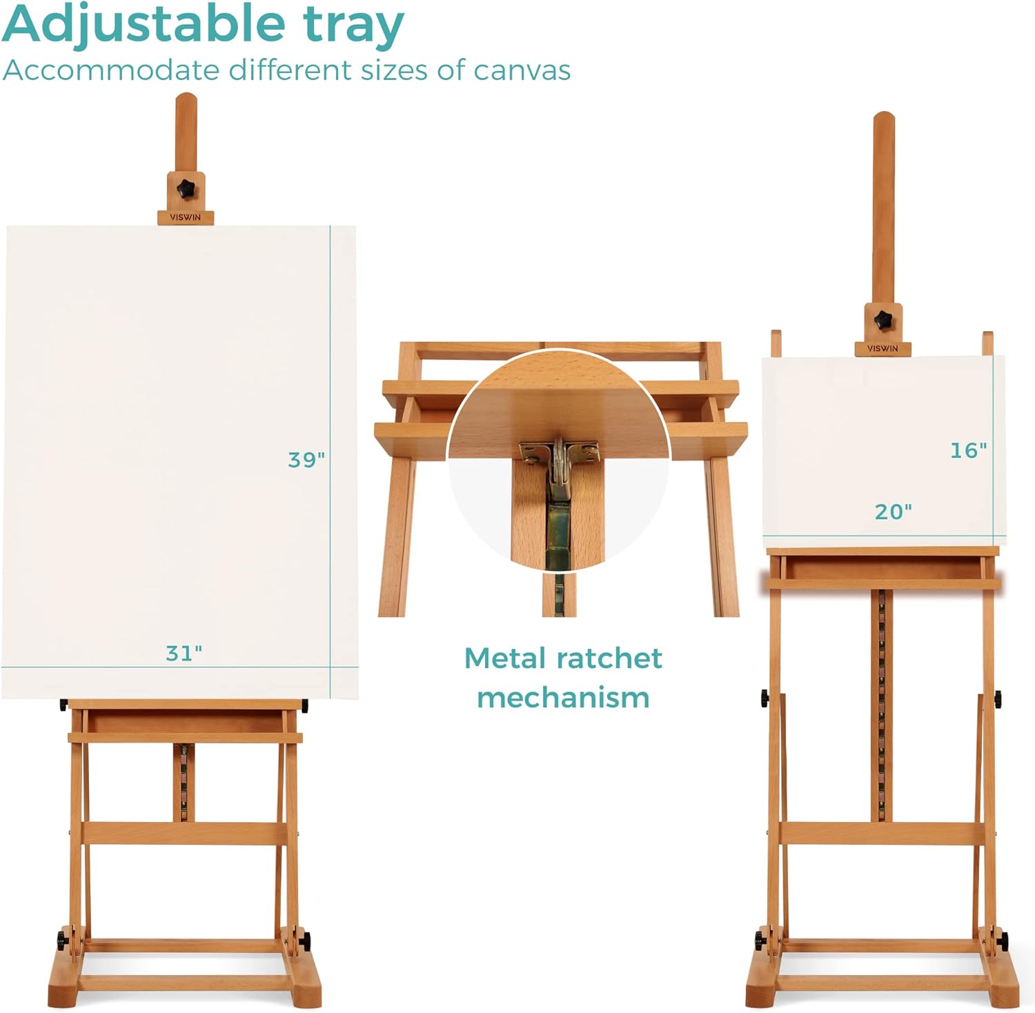 VISWIN Medium H-Frame Easel 67-95 Inch Adjustable with Storage Tray