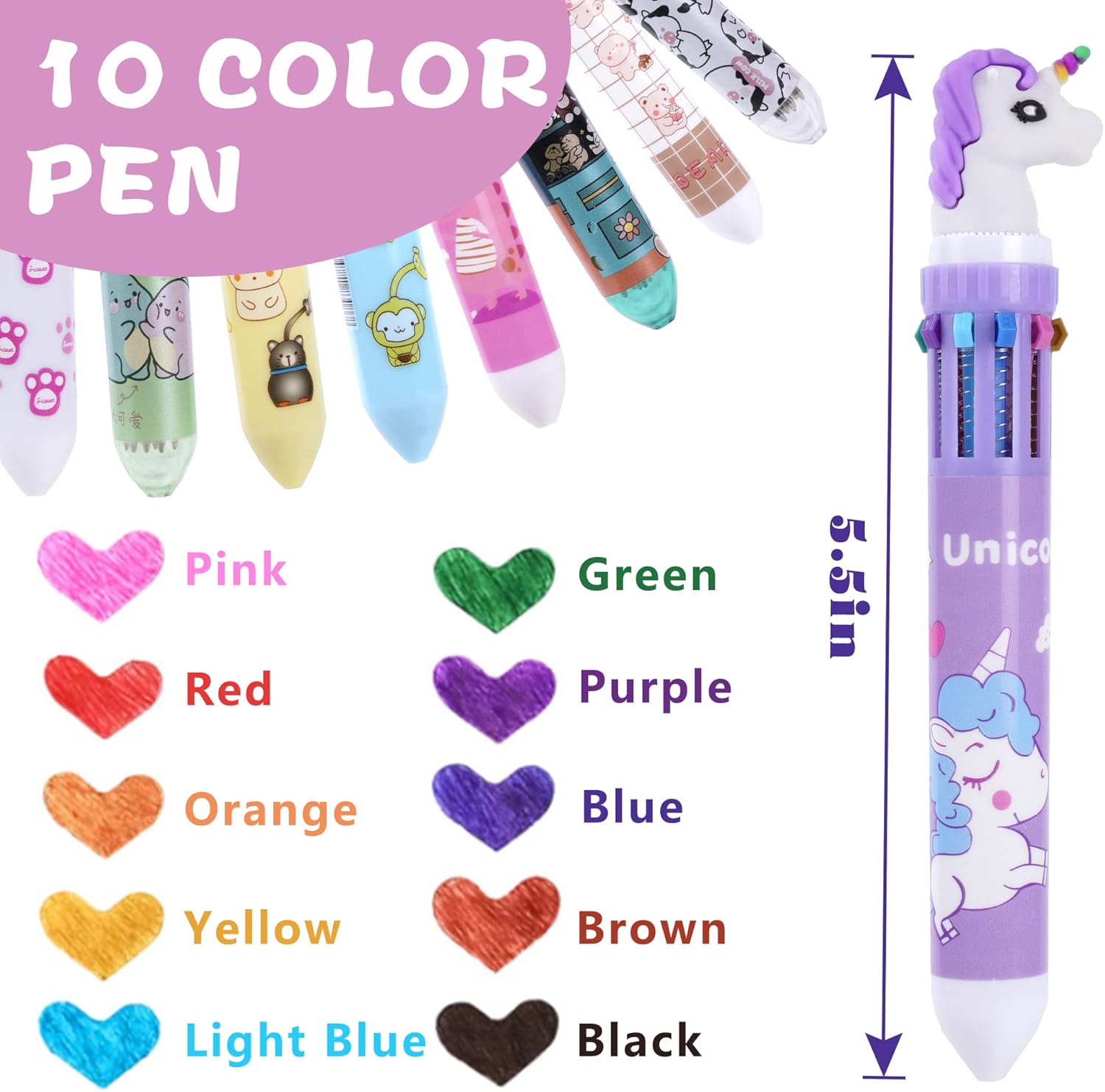 Kolewo4ever 24 Pack Multicolor Ballpoint Pens