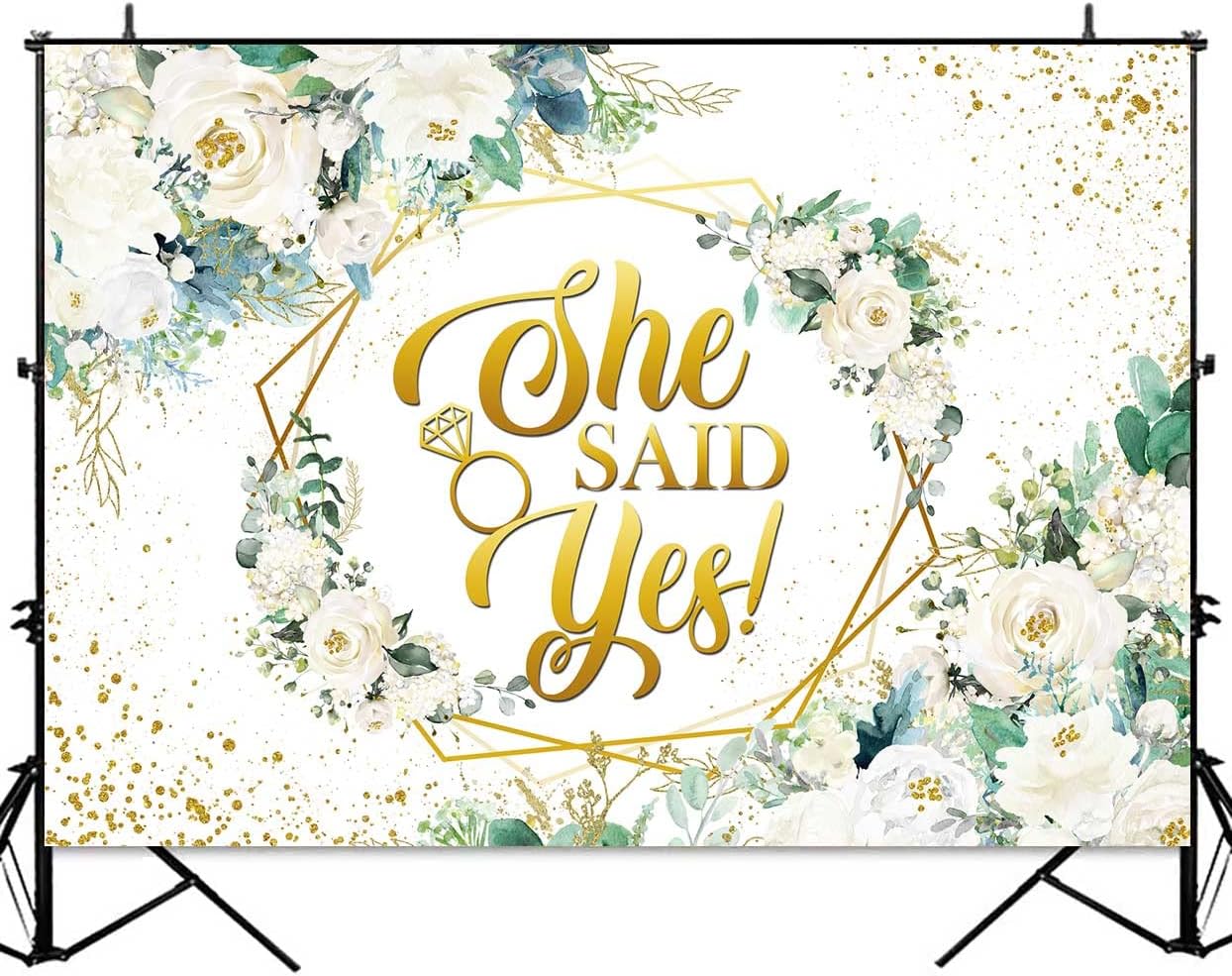 Sensfun She Said Yes Bridal Shower Backdrop