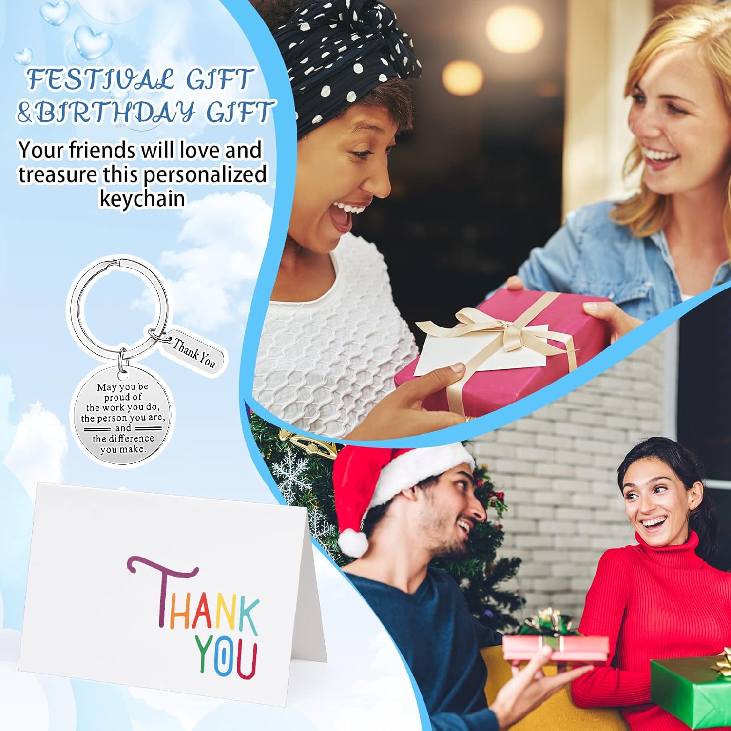 Yinkin 8 Piece Thank You Keychain Card Set