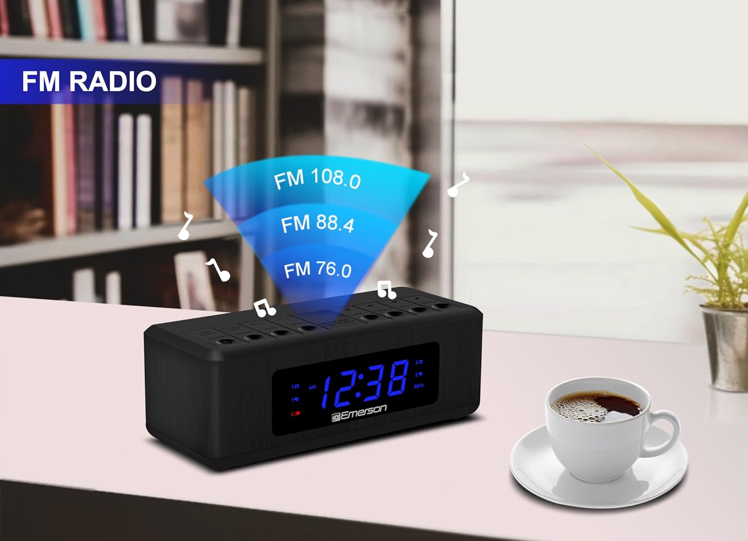 Emerson CK2023AM FM Dual Alarm Clock Radio with Blue LED Display