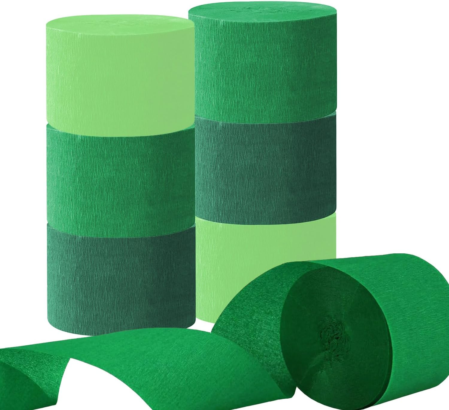 6 Rolls Green Crepe Paper Streamers for Party Decorations