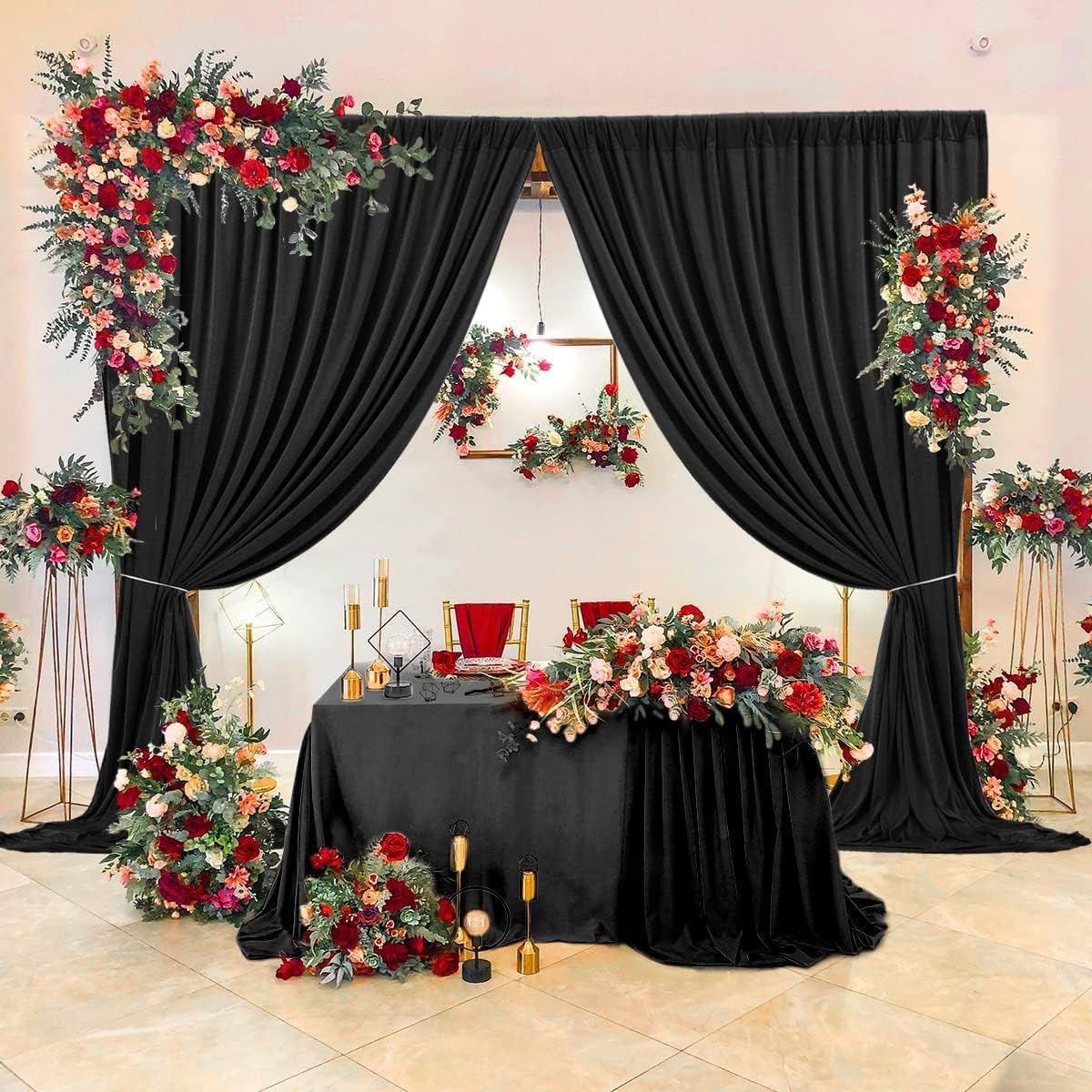 AK TRADING CO 10ft x 10ft IFR Polyester Backdrop Drapes Black