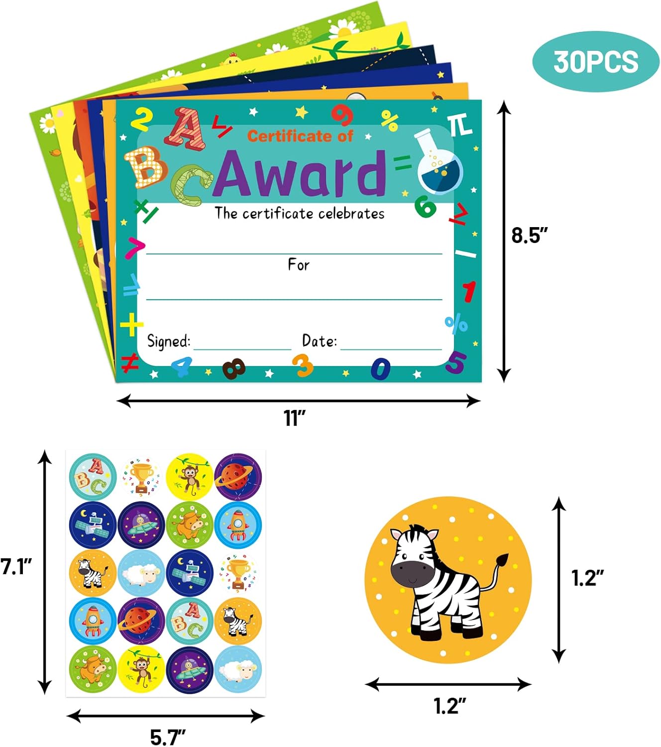 Fancy Land 30 Pcs Award Certificates with Stickers