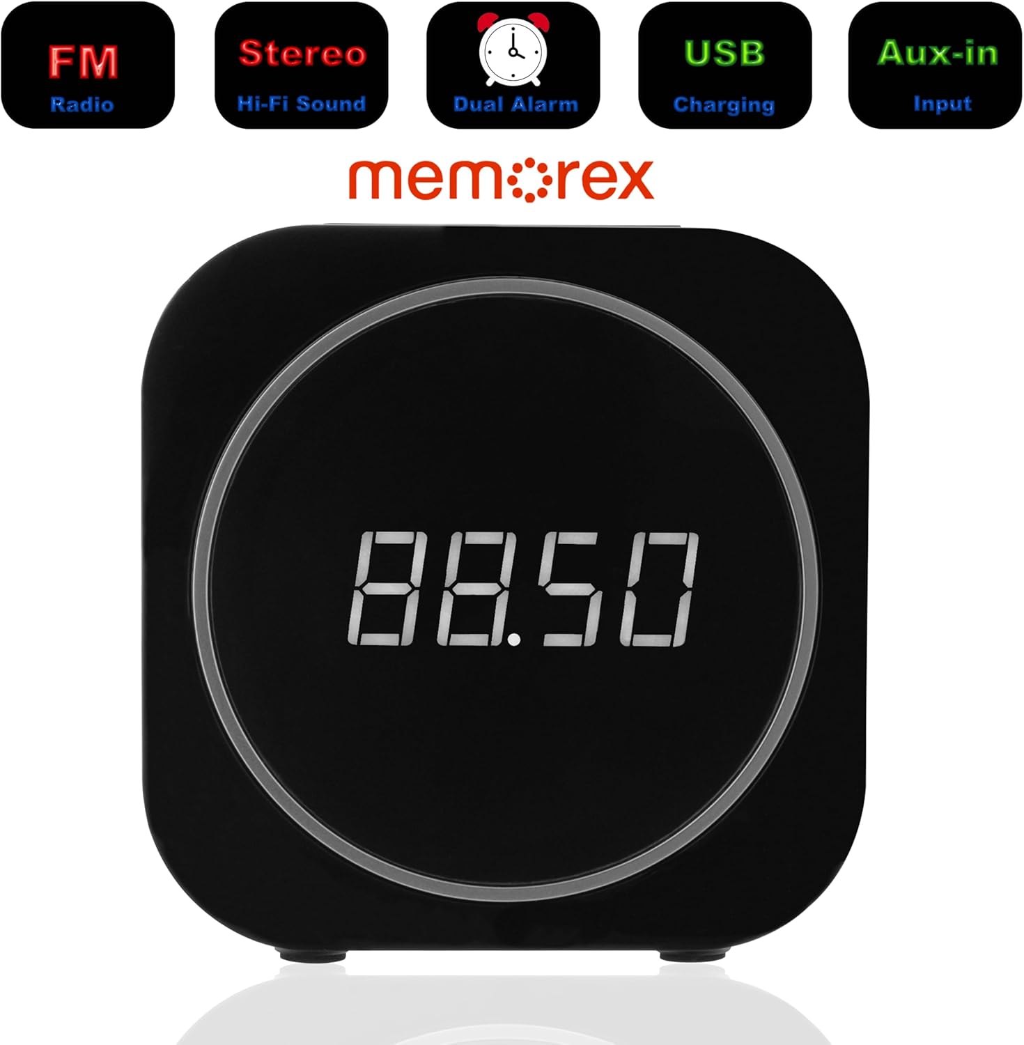 Memorex MX-CR140 Dual Alarm Clock Radio with USB Charging