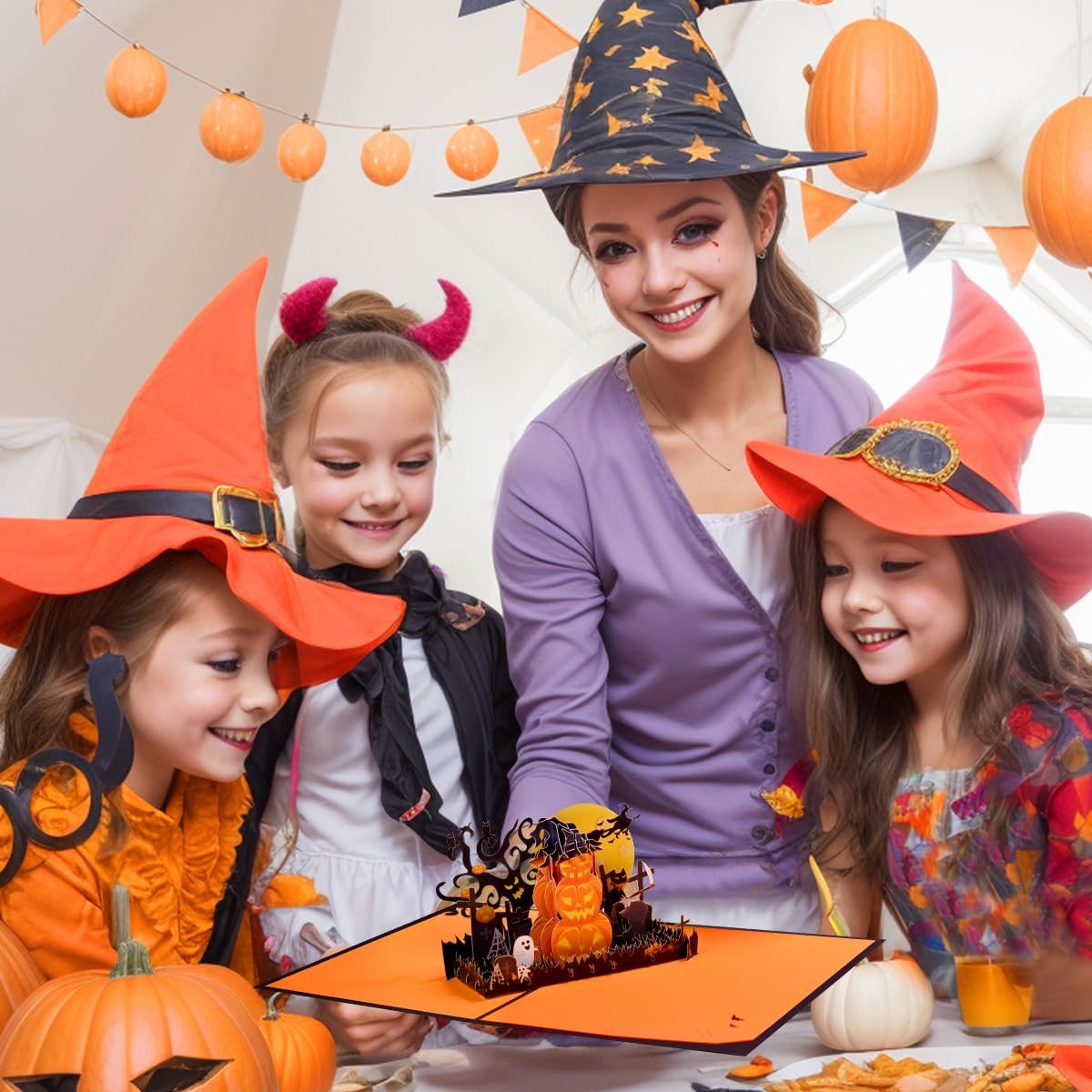 Spook Pumpkin Halloween Pop Up Greeting Cards with Envelope