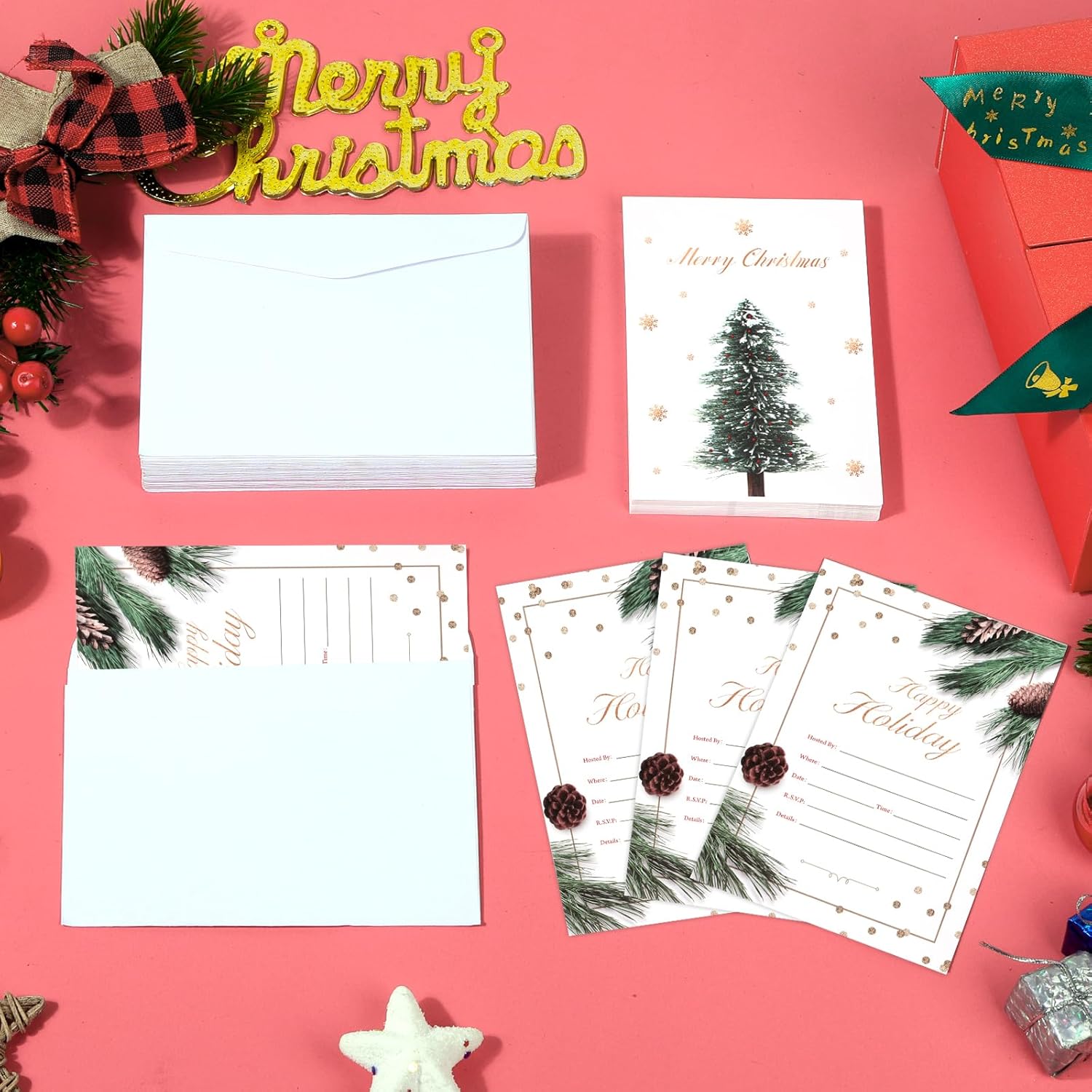 30 Pack Christmas Invitations with Envelopes