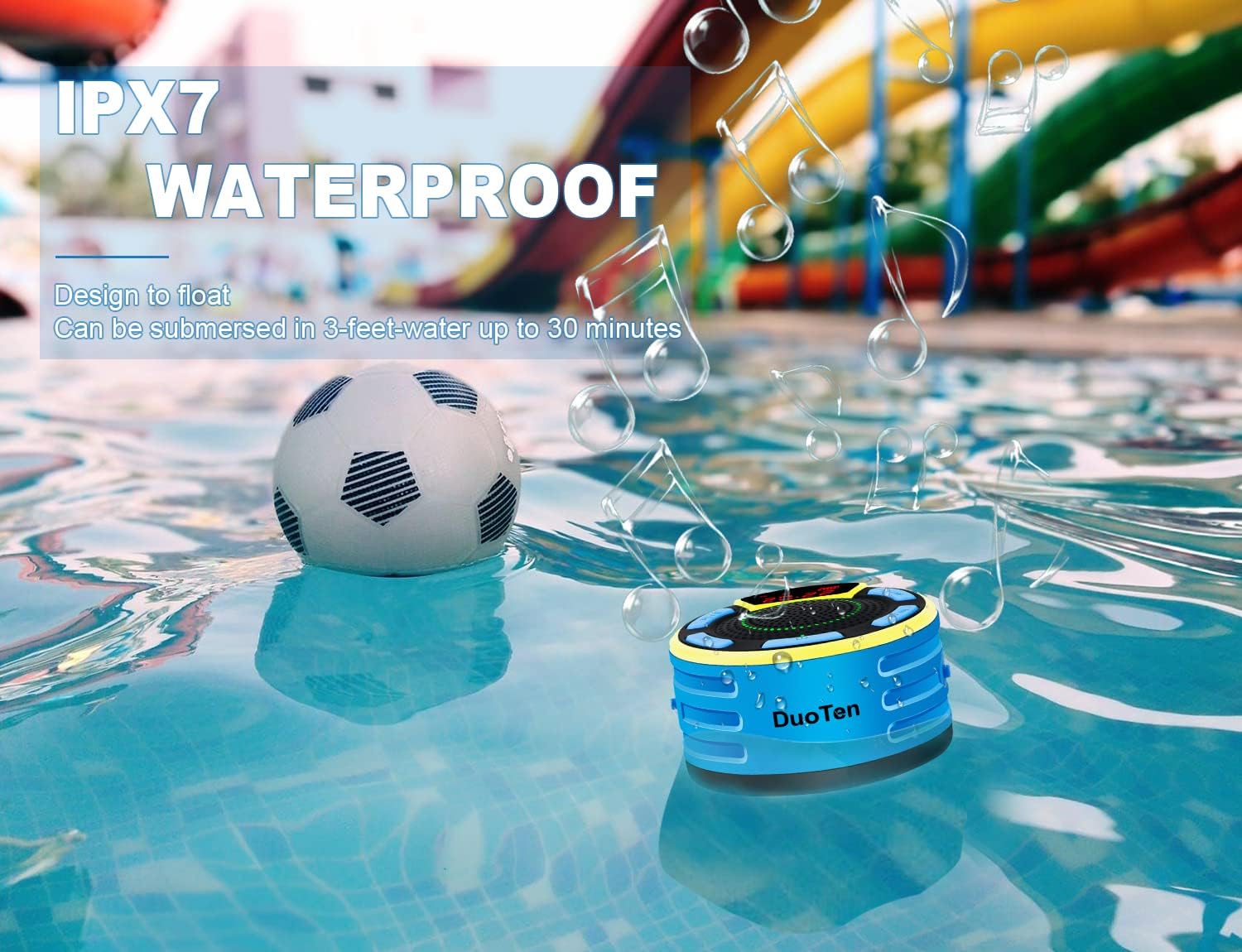DuoTen Waterproof Bluetooth Speaker with LED Display and Light Show