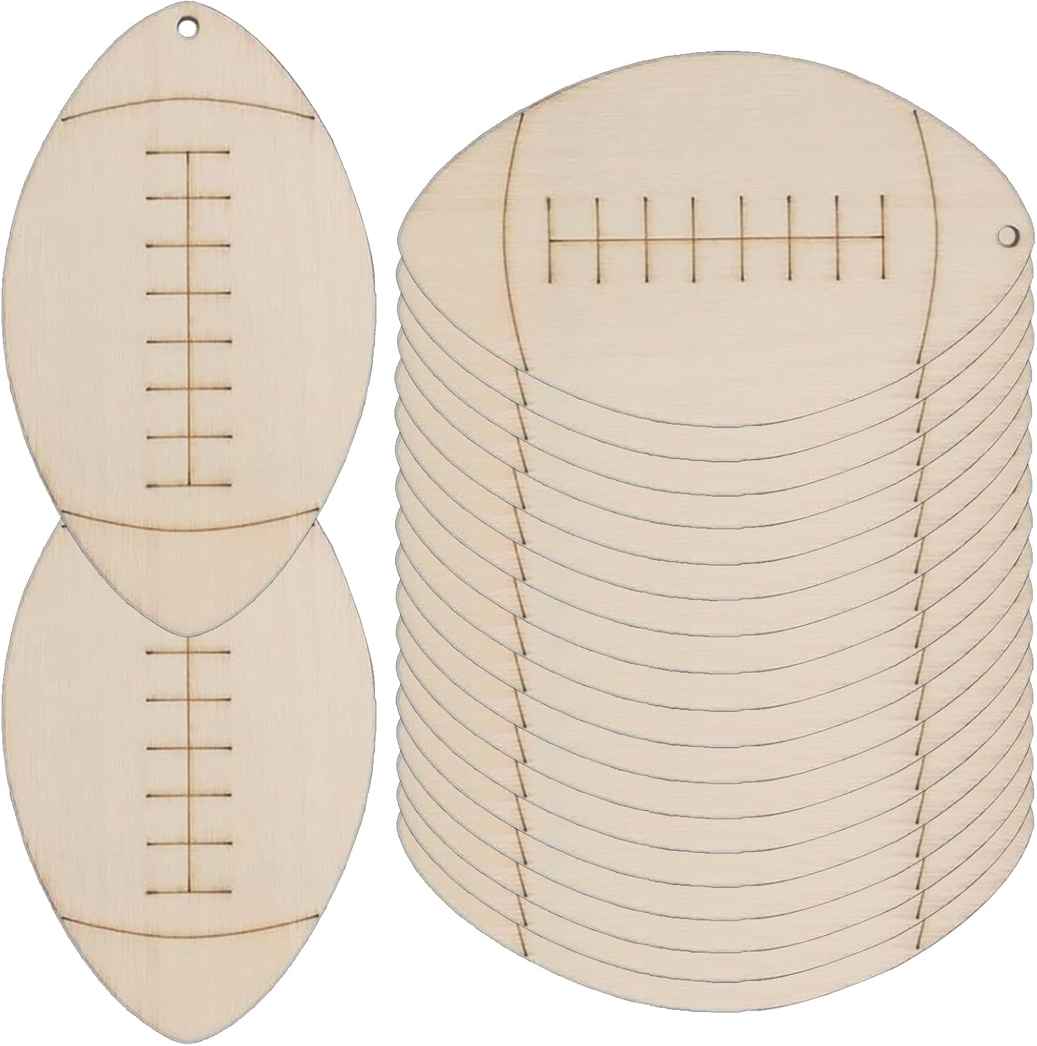 Wooden Football Cutouts for DIY Crafts and Decorations 20pcs