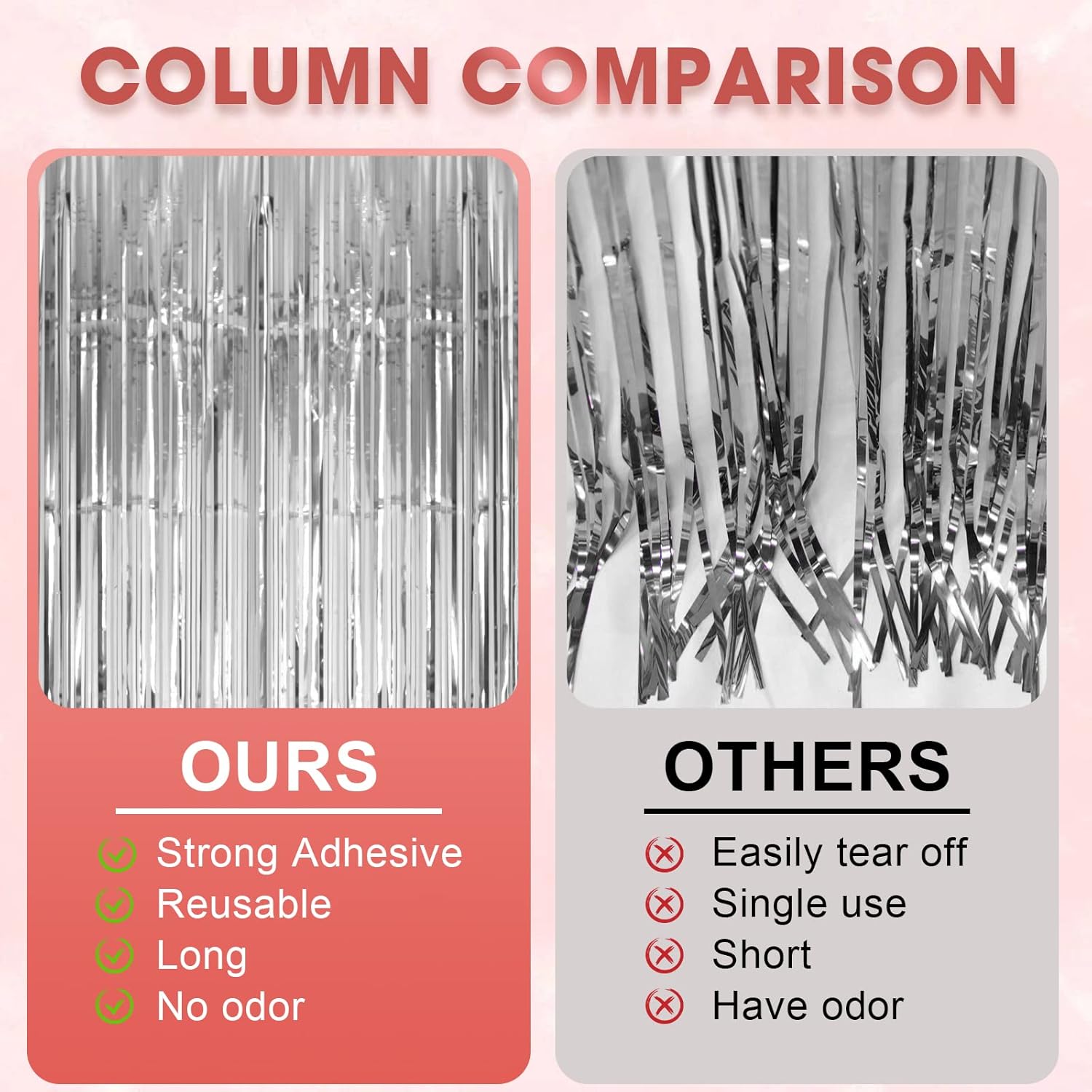 3 Pack 33x82 Feet Silver Foil Fringe Backdrop Curtains