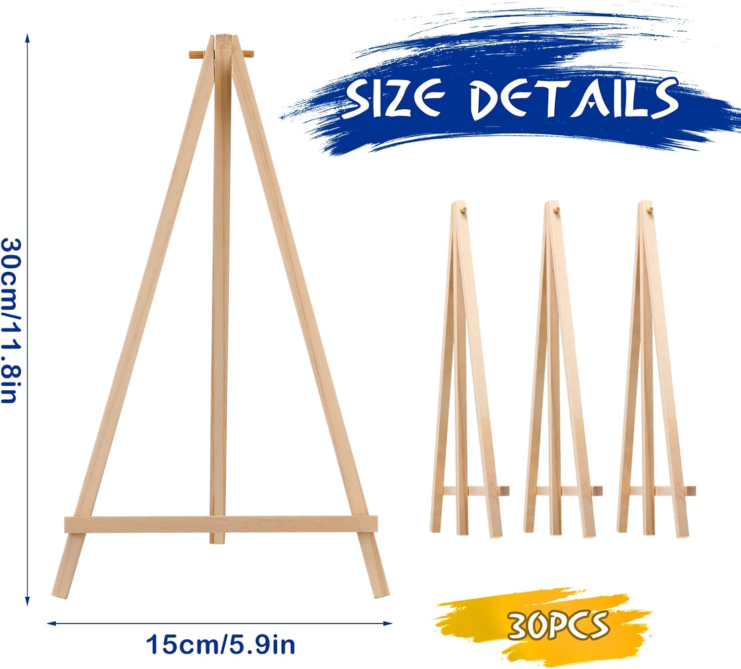 BBTO 30 Pack Tall Wood Easels for Painting Display