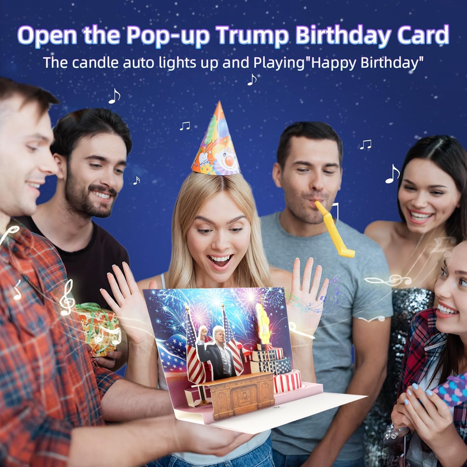 Birthday Card with Talking Donald and Light for Fun Greetings