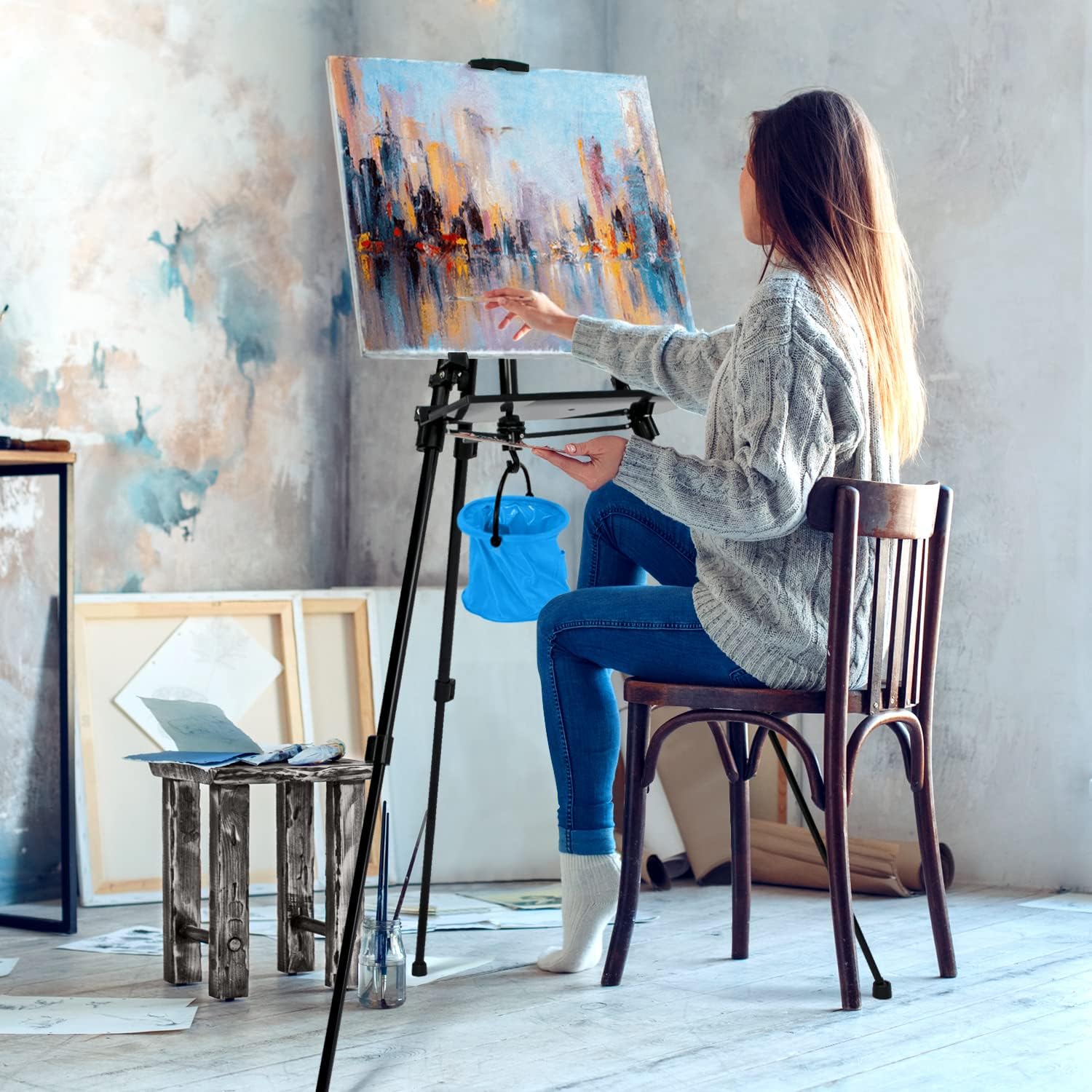 Adjustable Artist Easel Stand with Tray and Carry Bag