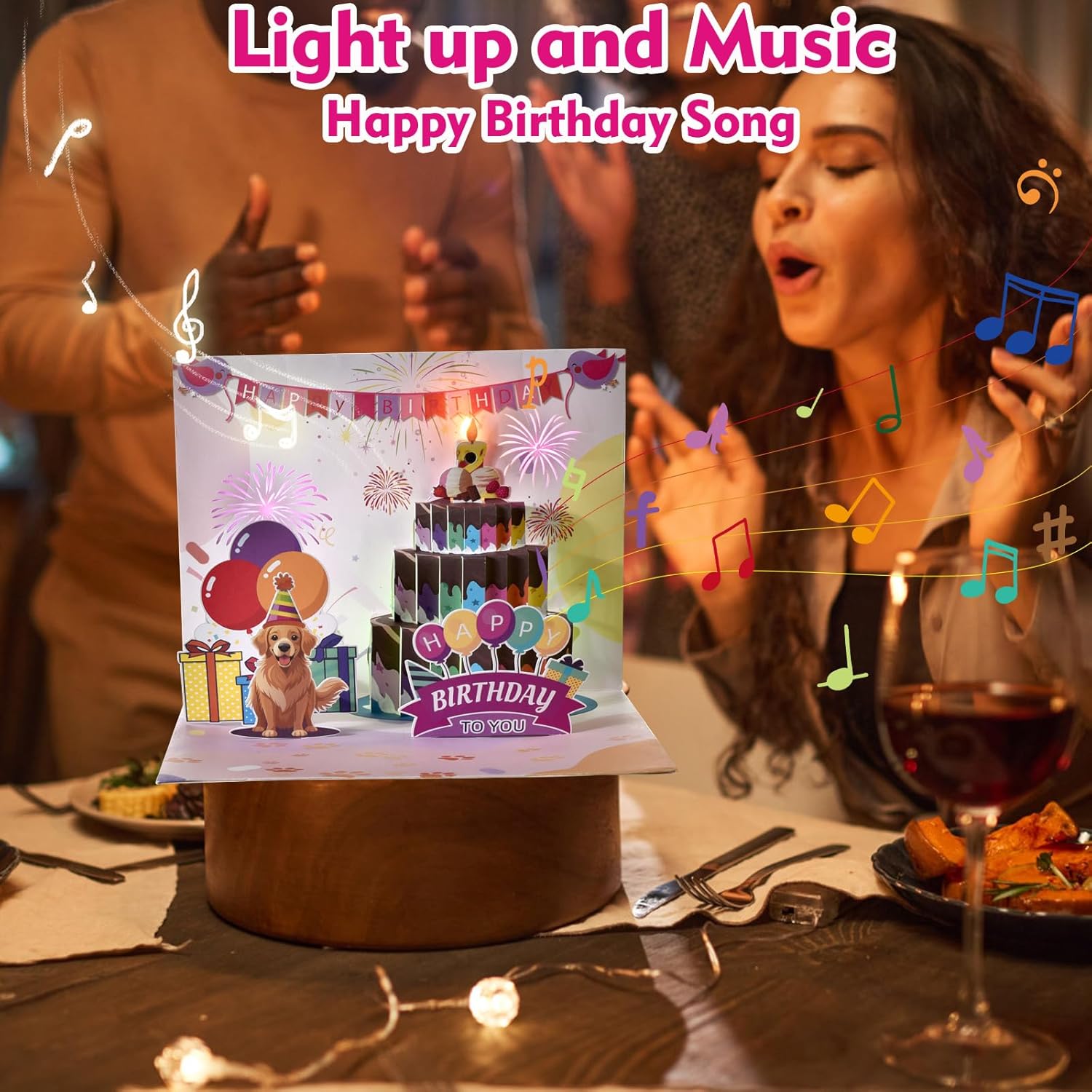 Funny Dog Birthday Card with Music and LED Lights