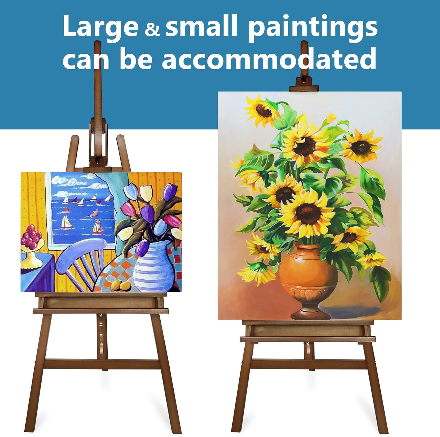 Somime Large A-Frame Studio Easel with Brush Storage