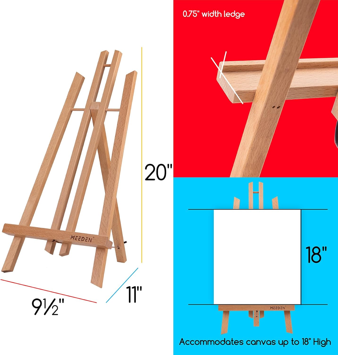 MEEDEN 20 Inch Tabletop Easel - 12 Pack for Painting Display