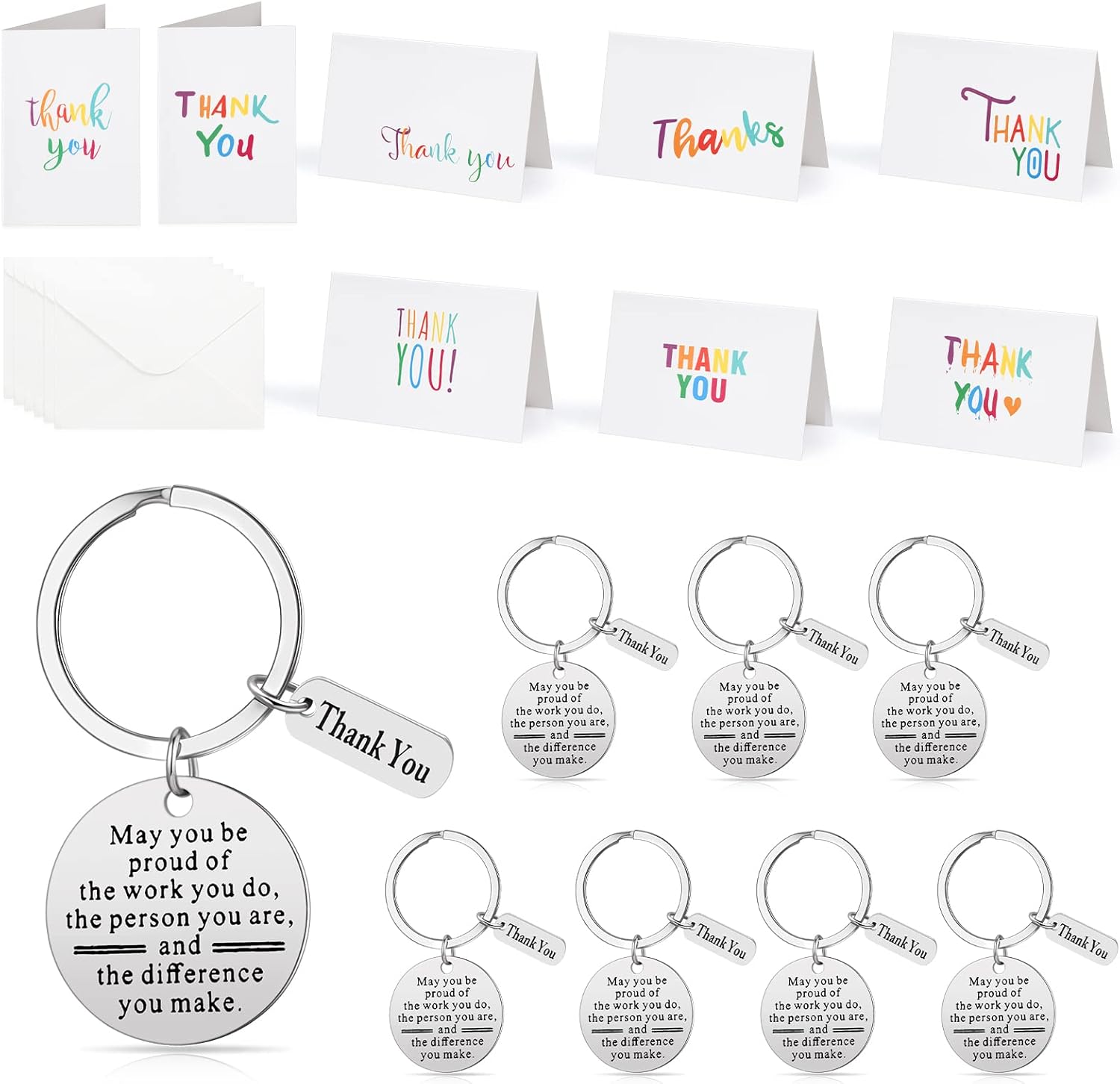 Yinkin 8 Piece Thank You Keychain Card Set