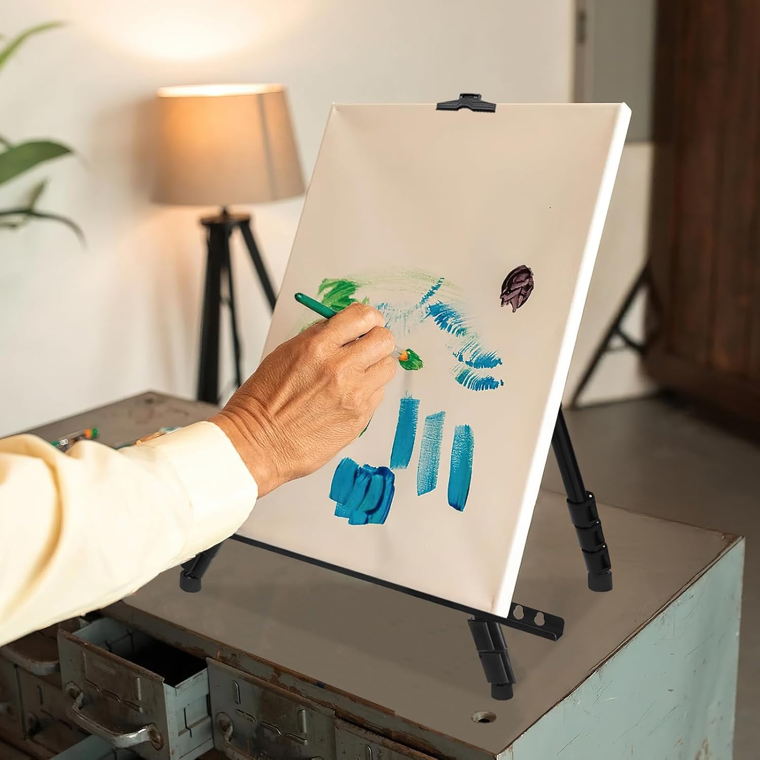 Portable Art Easel Stand - 4 Pack Black Metal