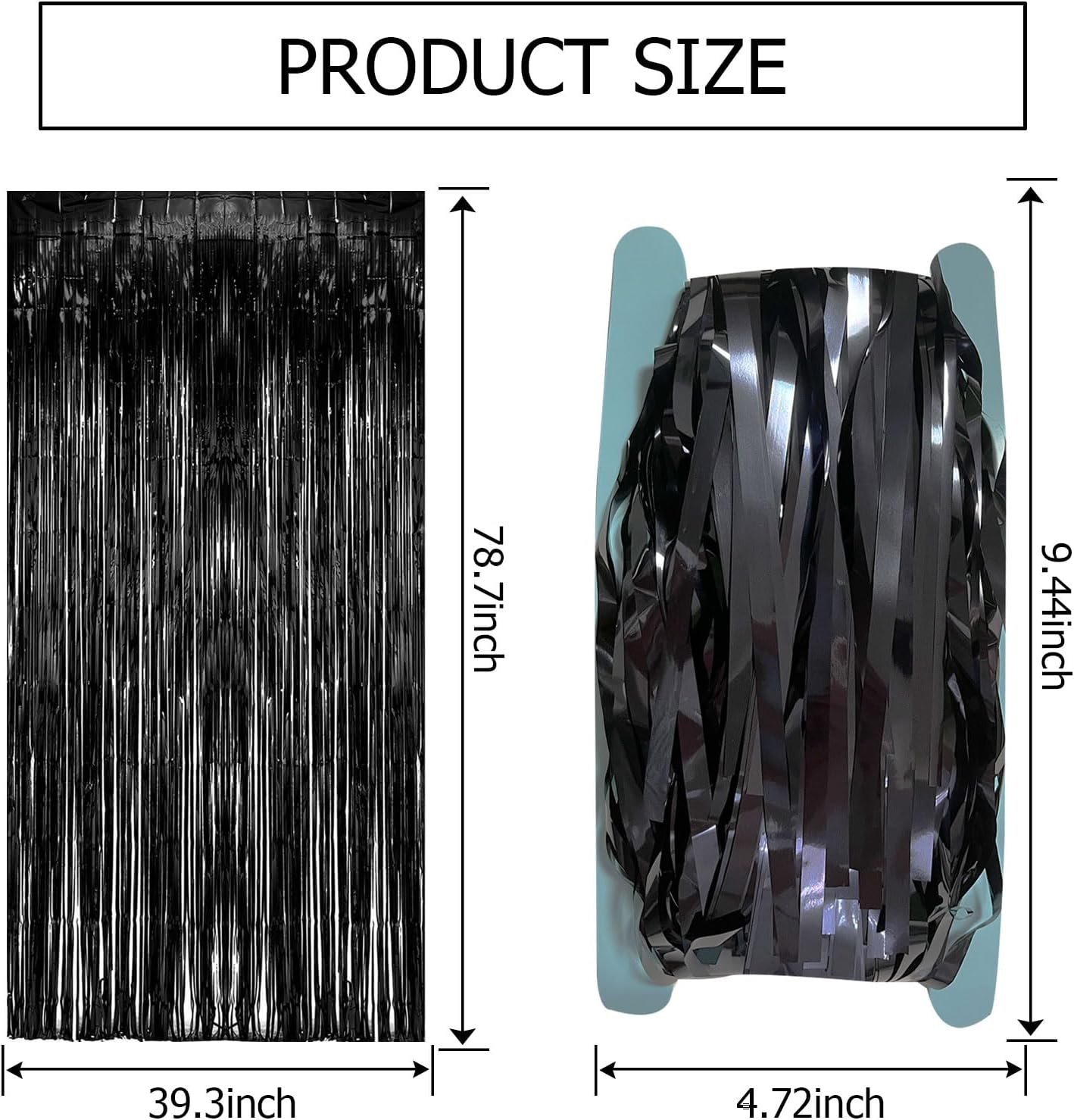 2 Pack Black Tinsel Foil Streamers Backdrop