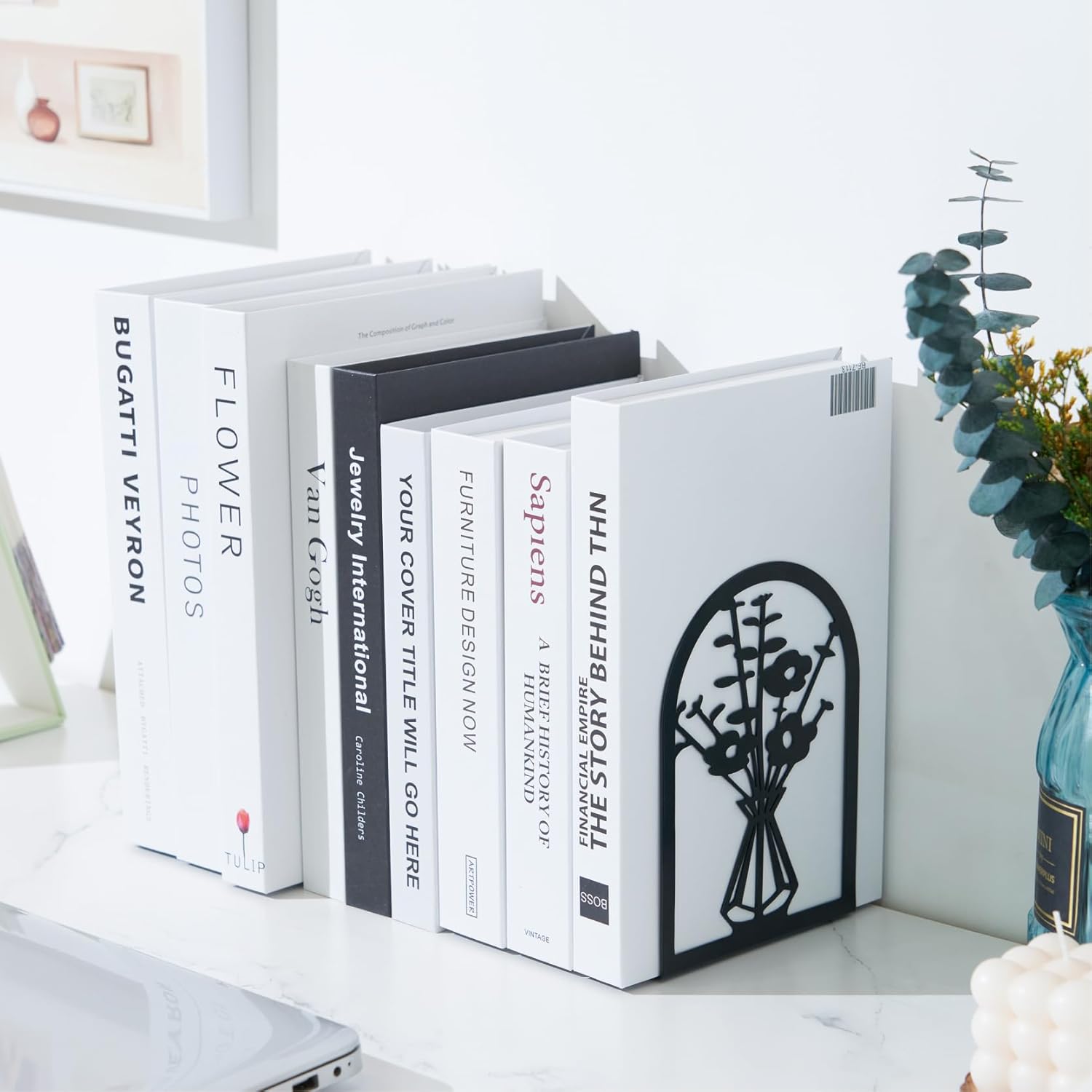 3 Pairs Metal Book Ends for Home Office Decor