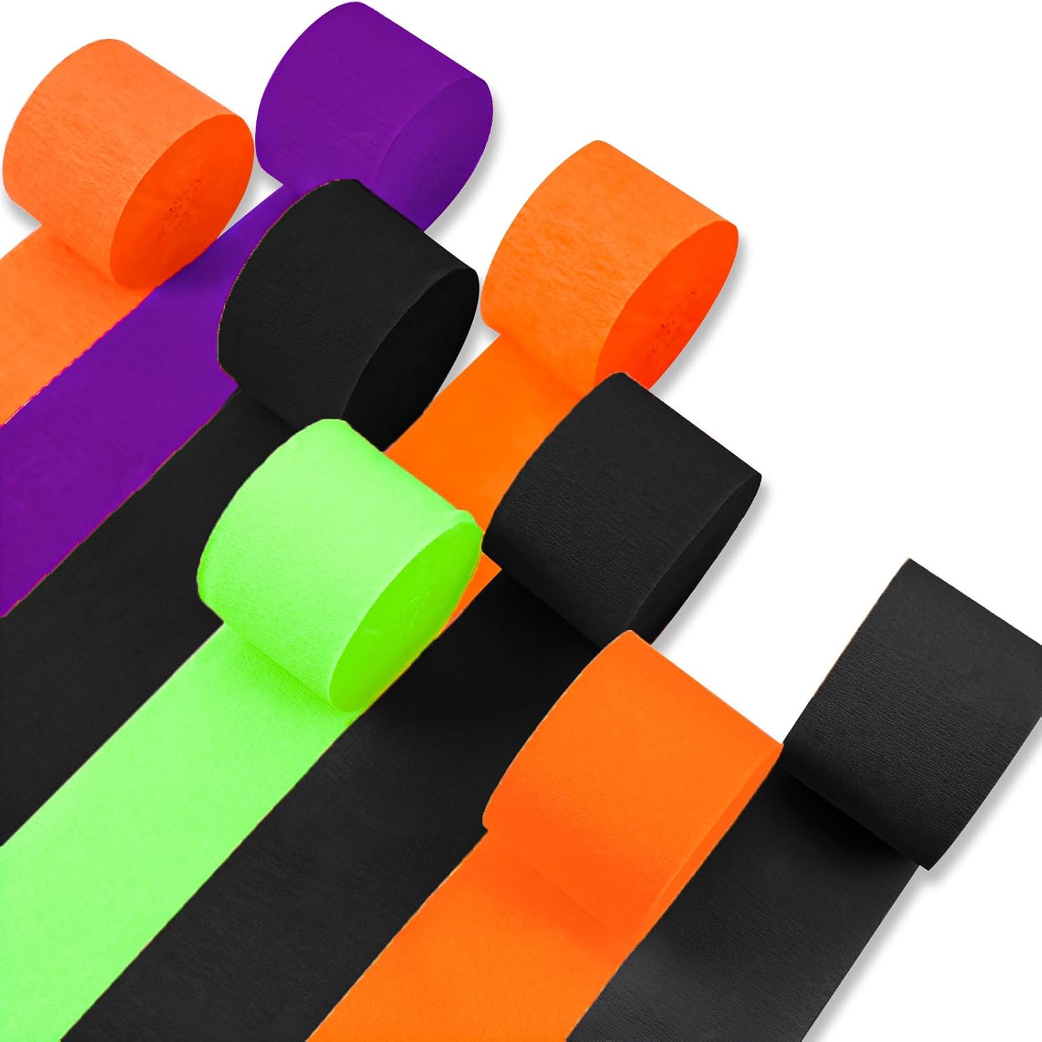 PartyWoo Halloween Crepe Paper Streamers 8 Rolls 656ft Pack