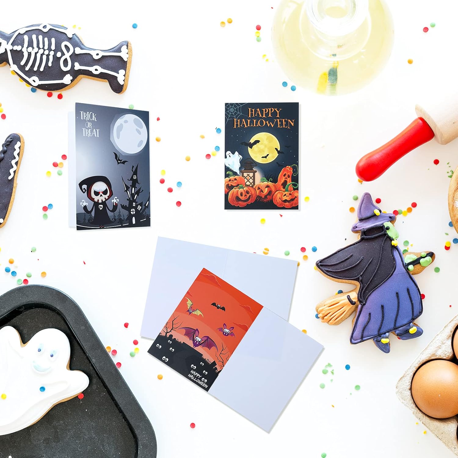 Tenare Halloween Greeting Cards with Envelopes 100 Pcs Pumpkin Style