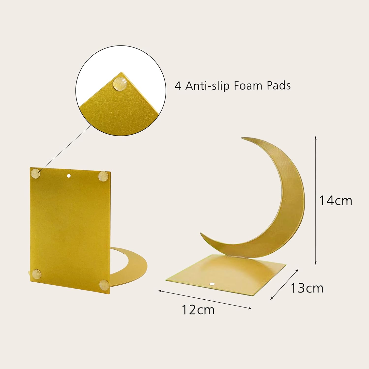 Ecqizer Moon Bookend Gold Bookends Decorative Bookends