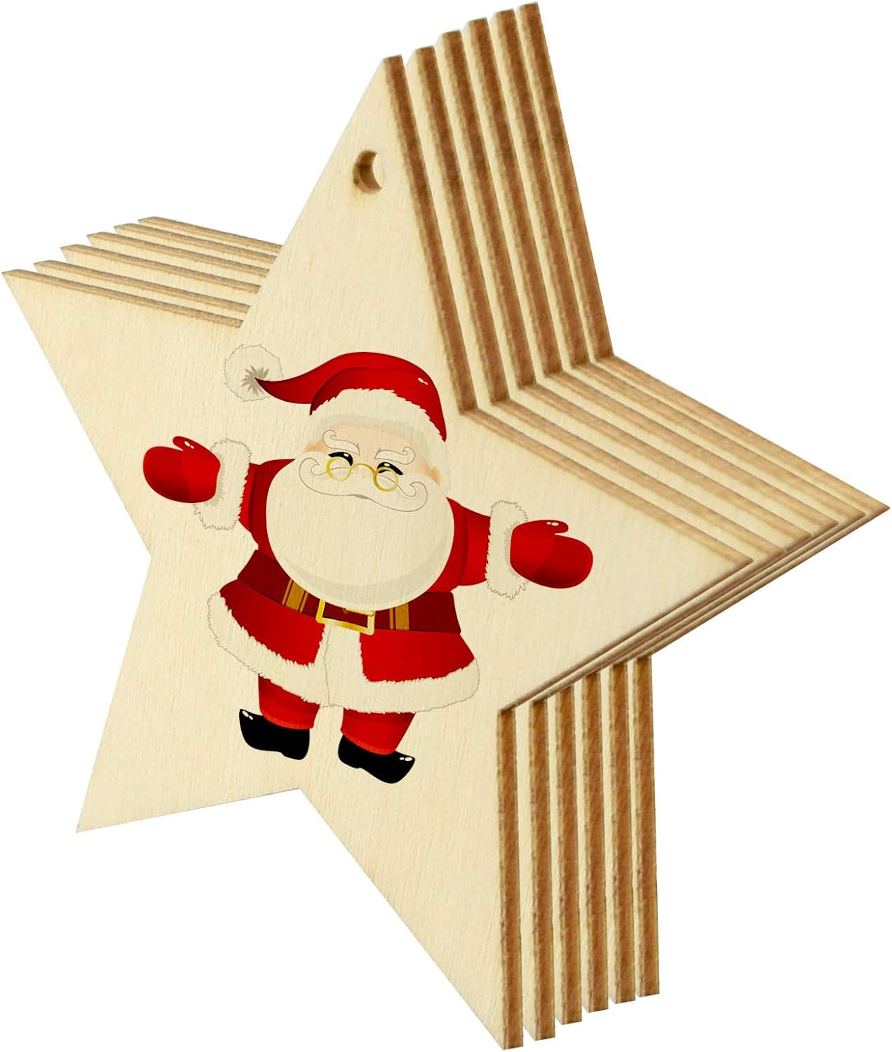 50 Pieces Natural Wooden Star Cutouts for Christmas and DIY Crafts