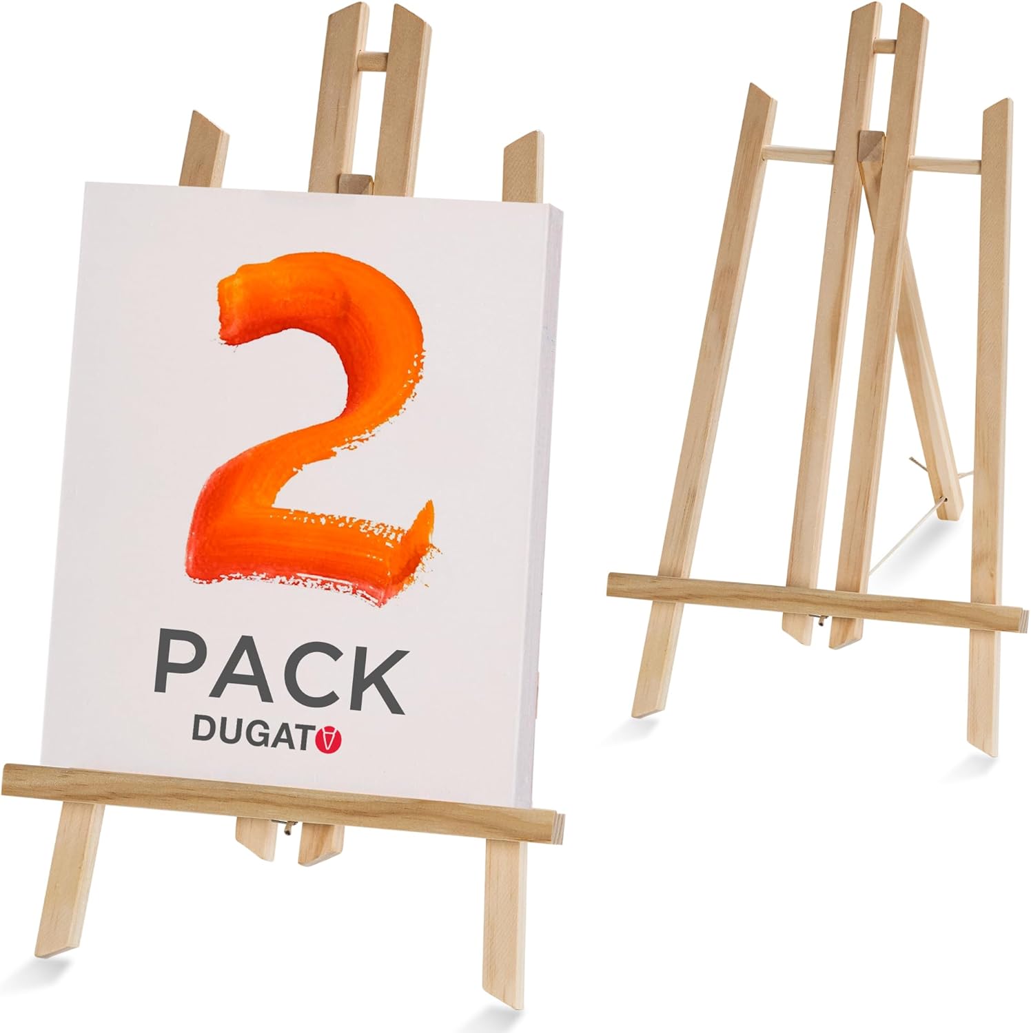 DUGATO 16 Inch Wood Tabletop Easel Set 2 Pack A-Frame Stand