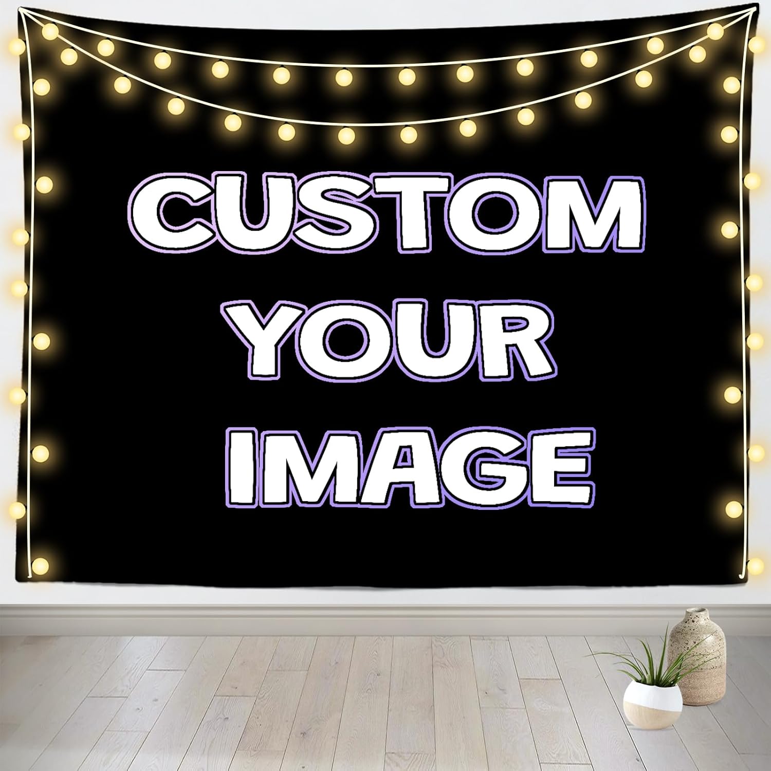 BELECO 7x5ft Custom Fabric Backdrop with Picture Logo Text Design