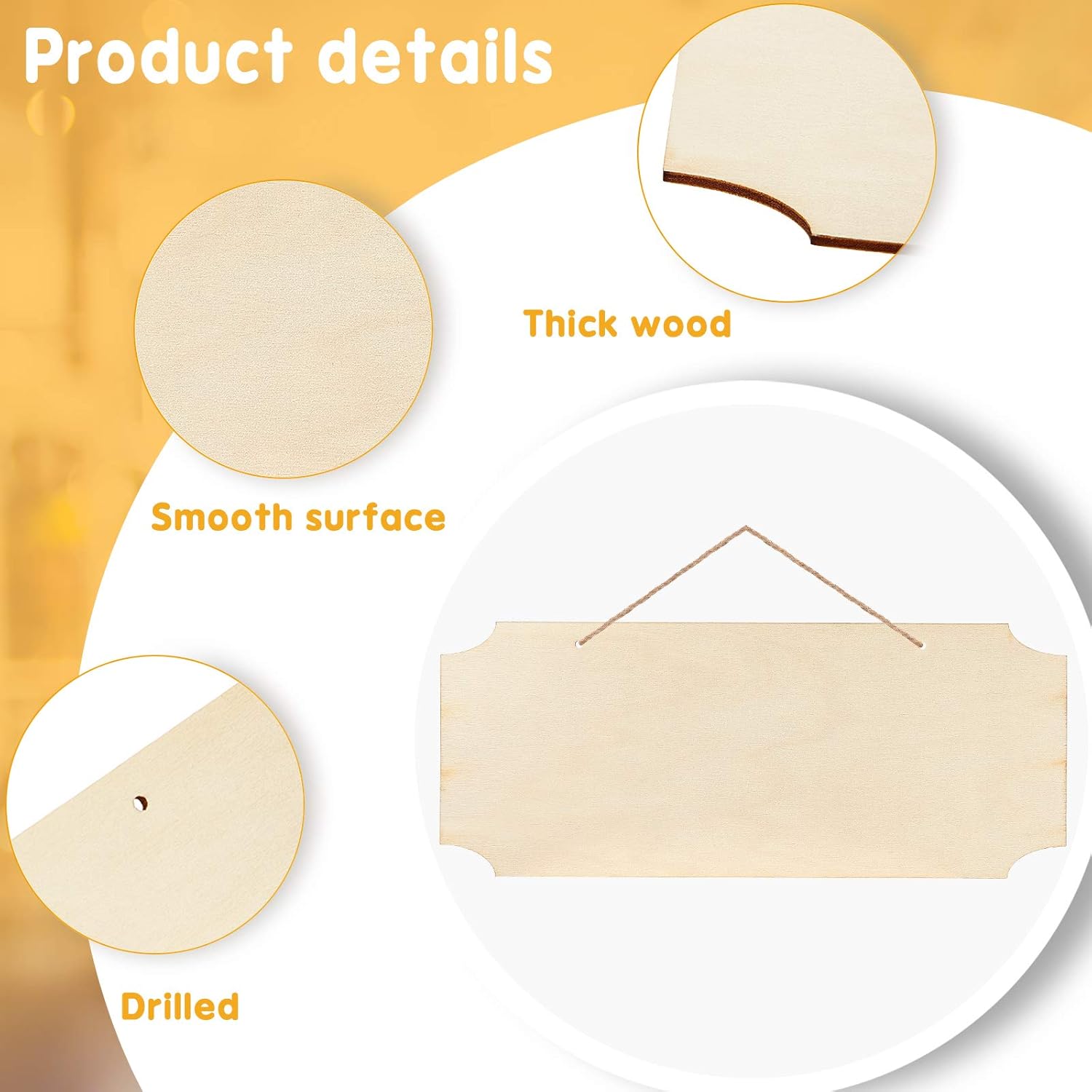 10 Pcs Unfinished Hanging Wood Signs for DIY Crafts