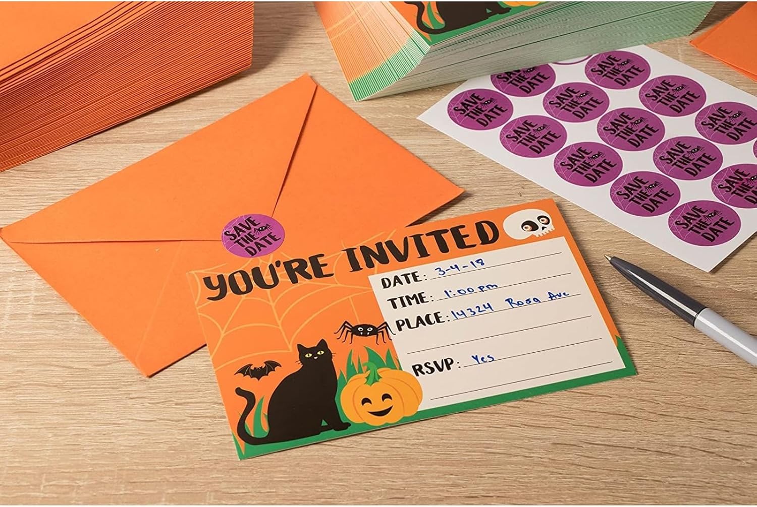Juvale 60-Pack Halloween Invitation Cards with Envelopes and Seals