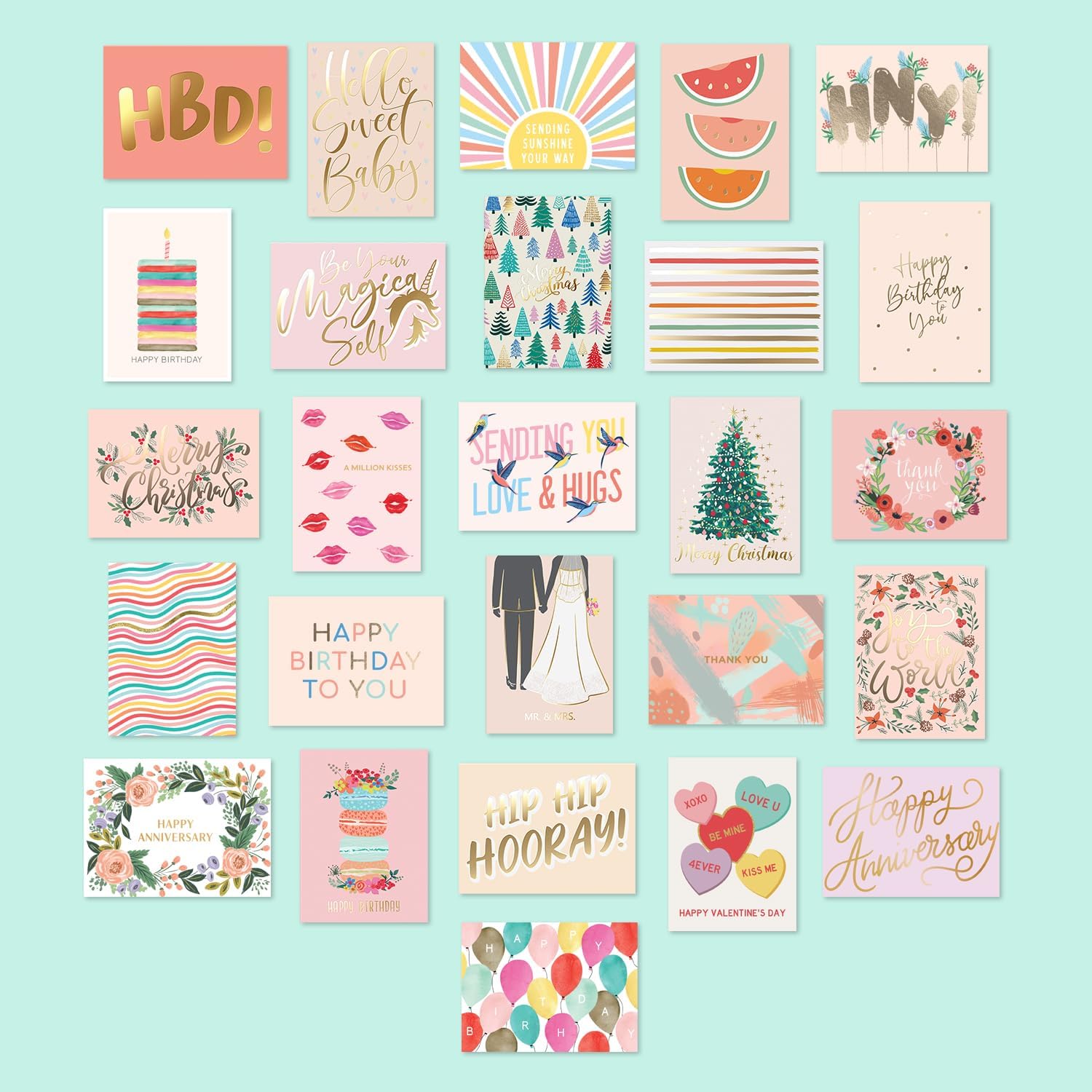 Sweetzer Orange 100 Card Envelope Set - Greeting Cards Assortment