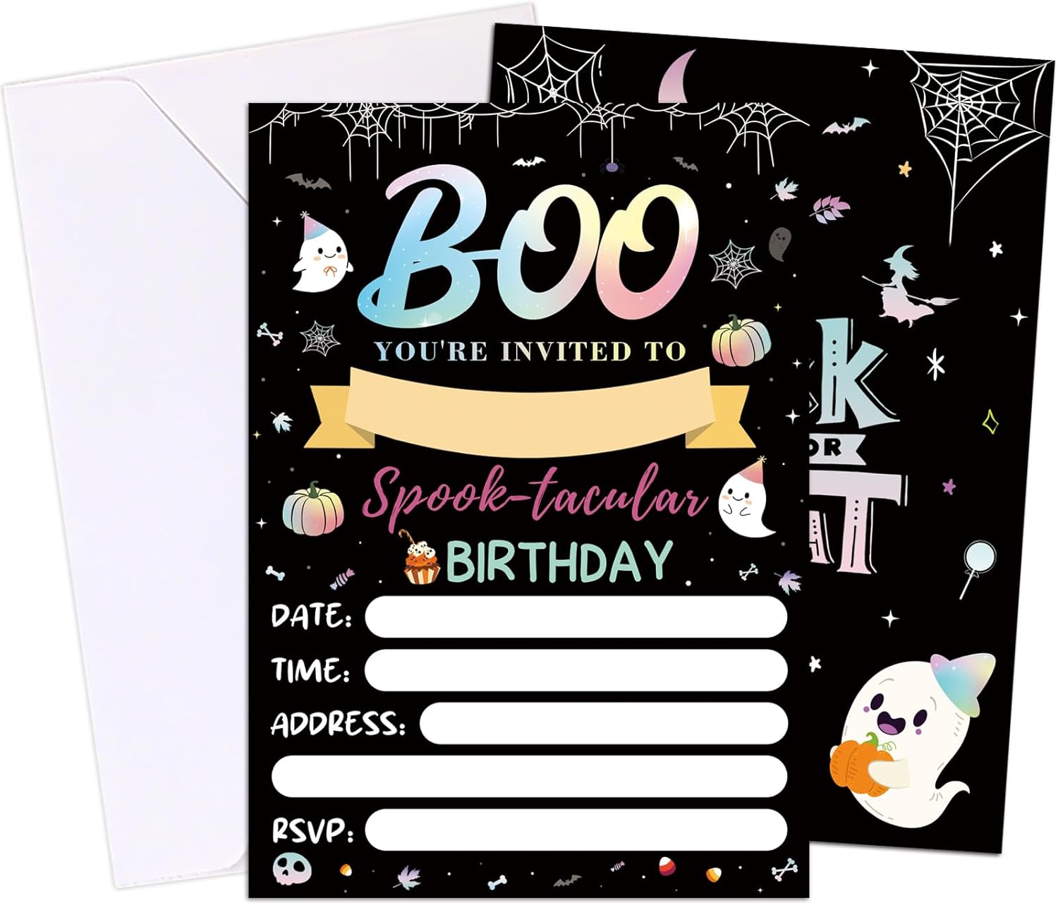 HEYINSHEN 20 Halloween Birthday Invitations with Envelopes